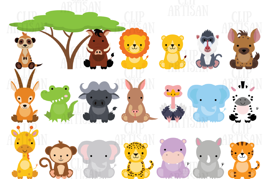 Safari Baby Animals Clipart / Jungle Animals / Zoo Animals (382452