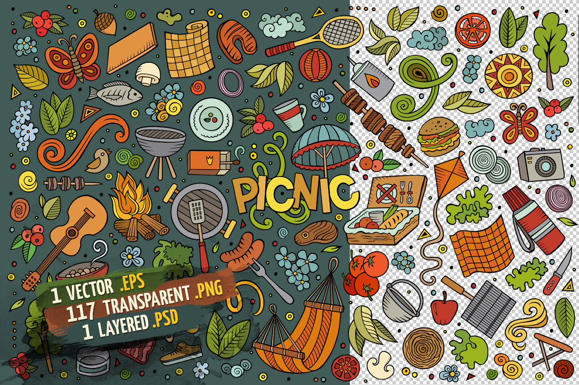 Picnic Objects & Symbols Set