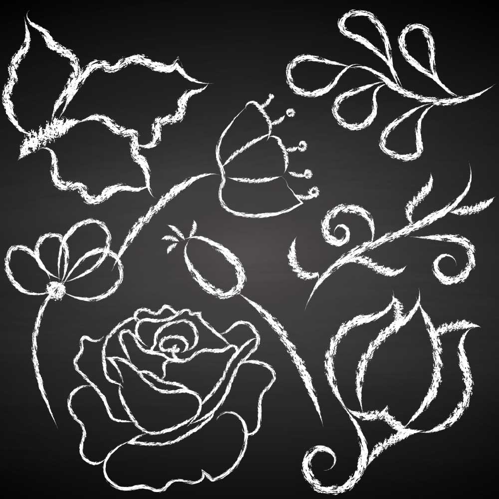 Floral Chalkboard Doodles Clipart