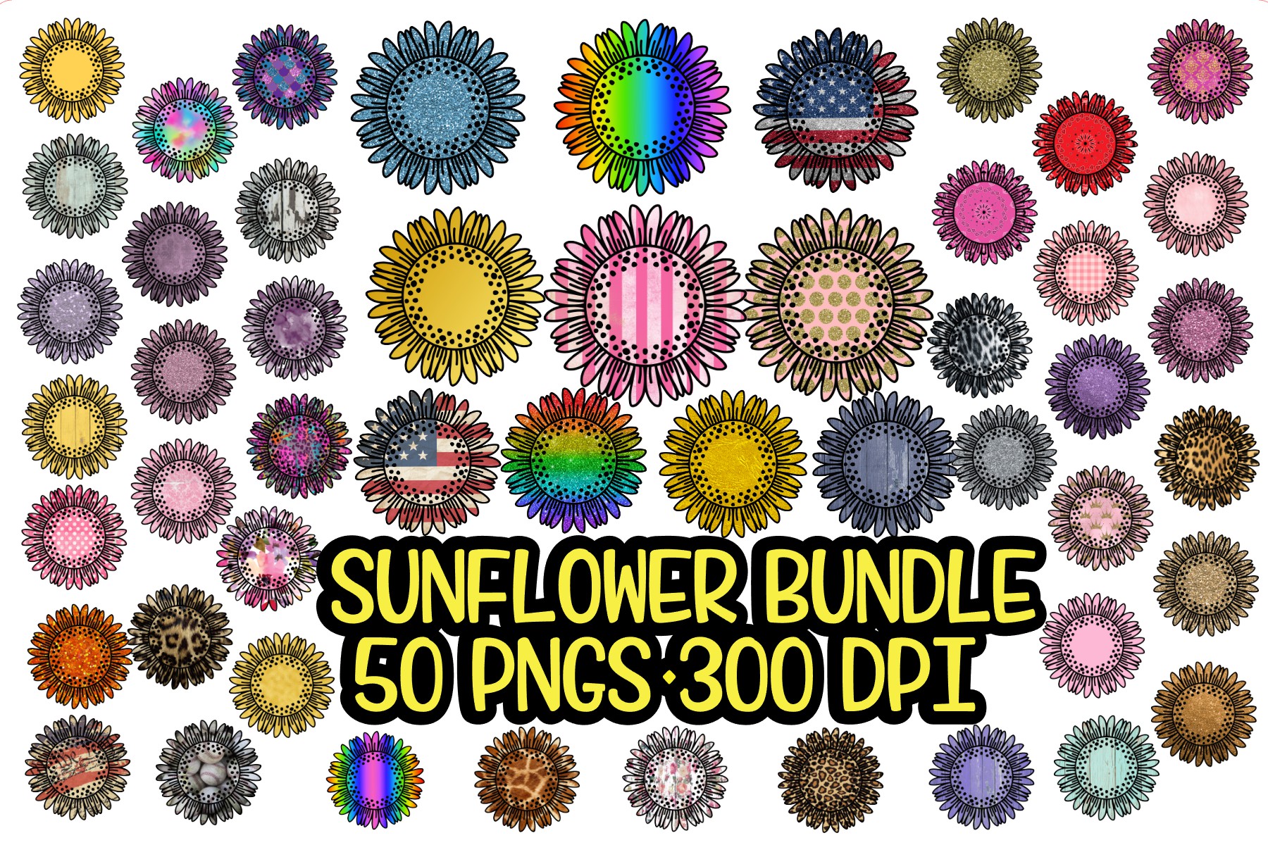 Download Sunflower - PNG - Sublimation Background Bundle- 50 ...