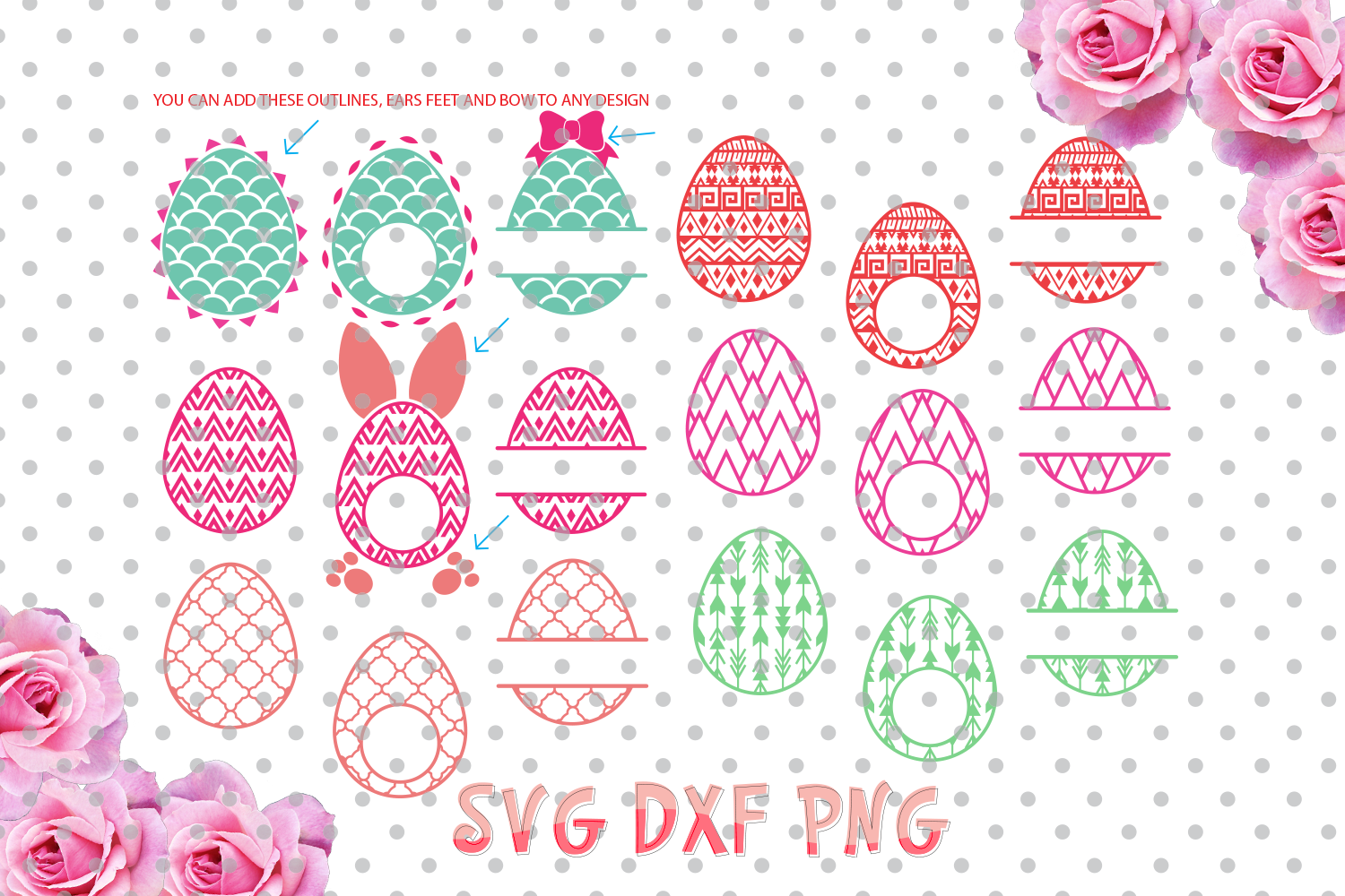 Download Easter egg Monogram Frames SVG Cut Files for Vinyl Cutters, Screen Printing, Cricut and Die Cut ...