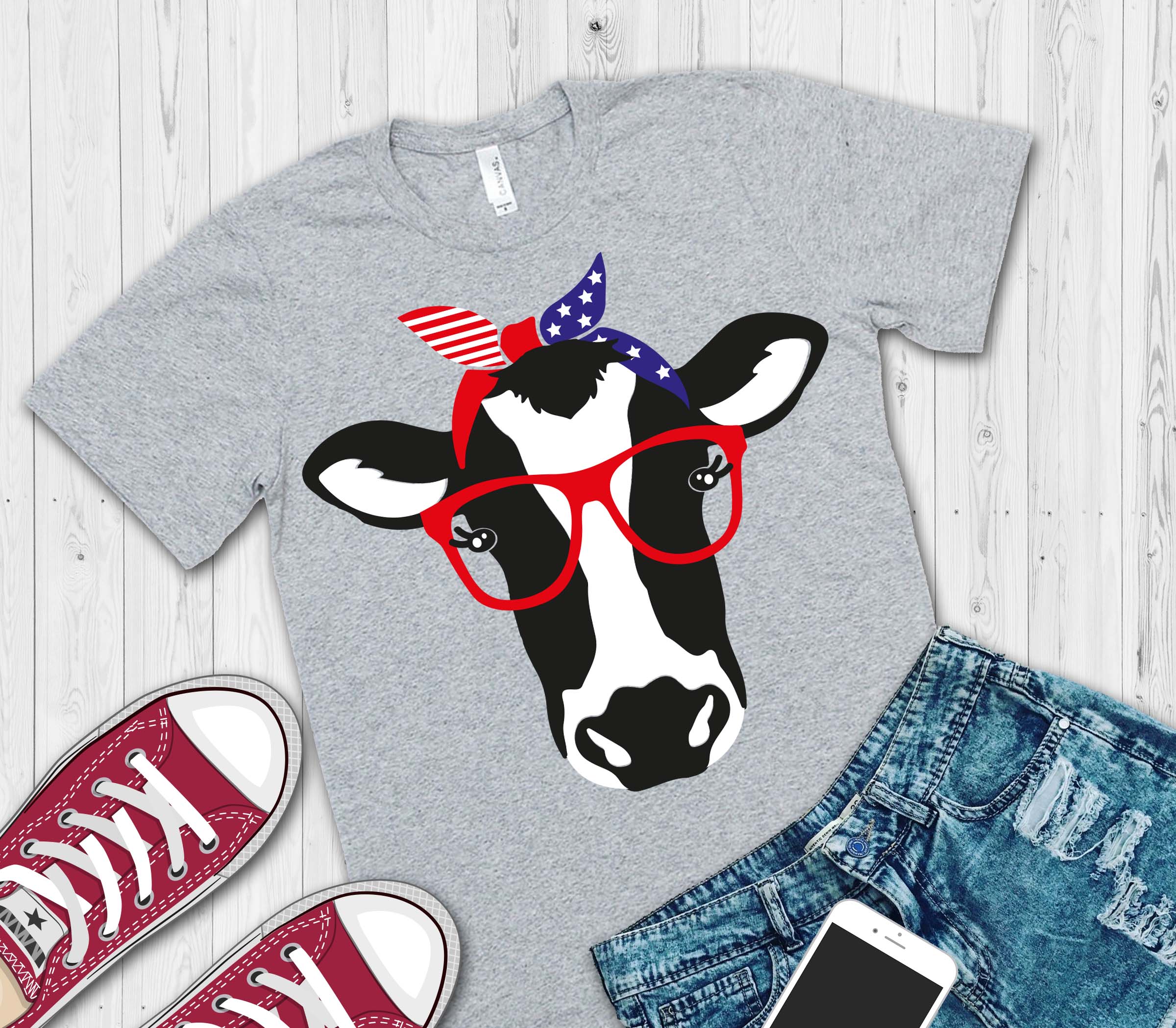Download Cow face svg, patriotic bandana , 4th of July SVG ...