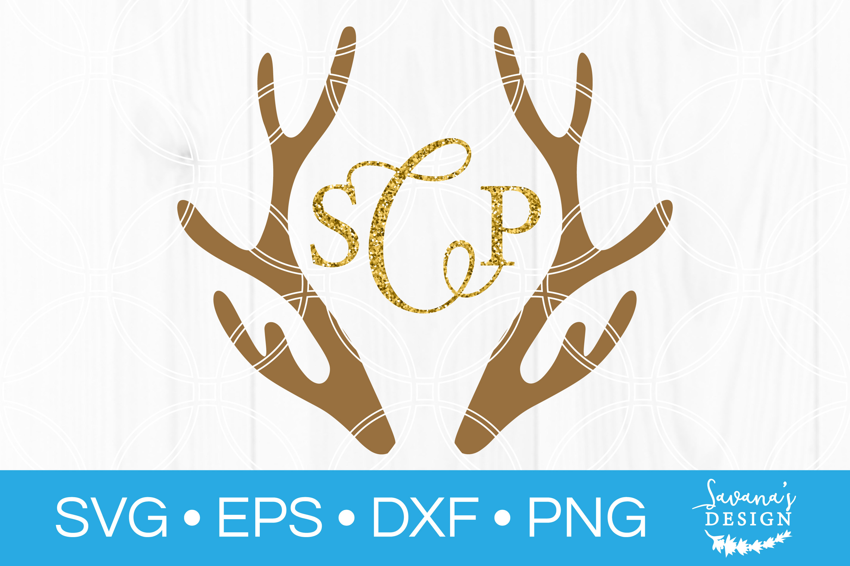 Deer Antler Monogram Svg Christmas Svg Deer Svg Antlers Svg