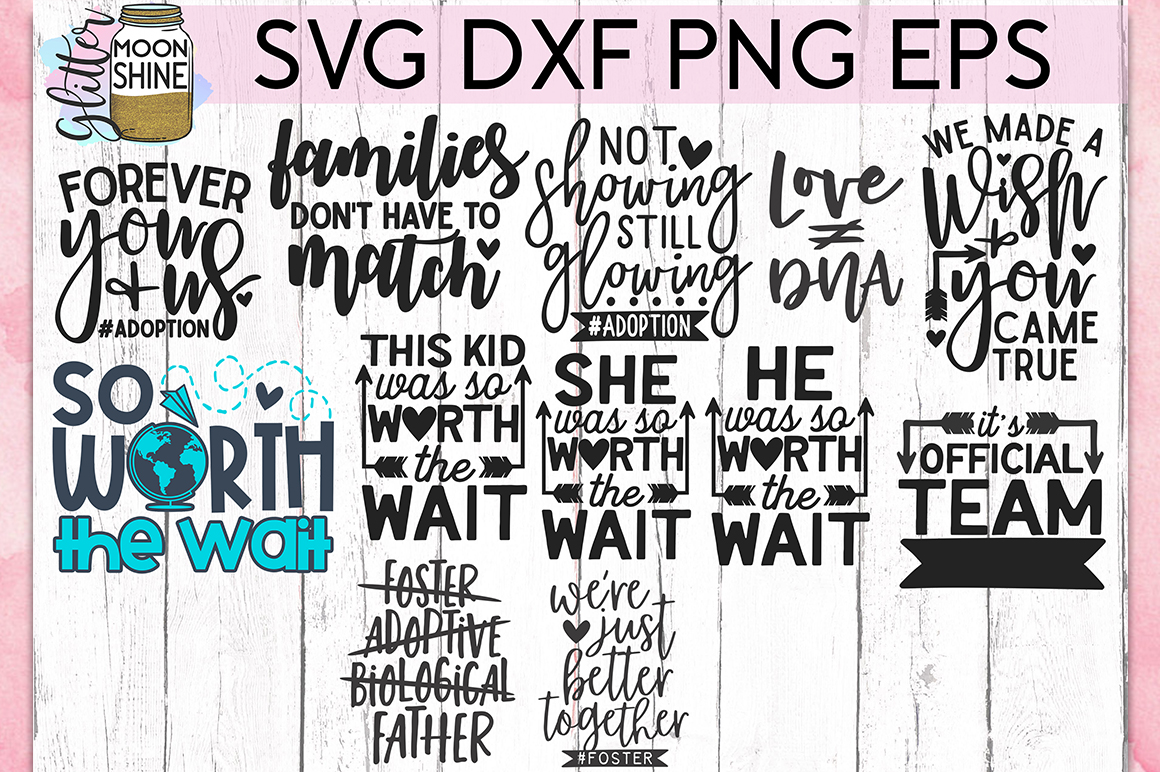 Adoption Bundle of 26 SVG DXF PNG EPS Cutting Files (142355) | SVGs