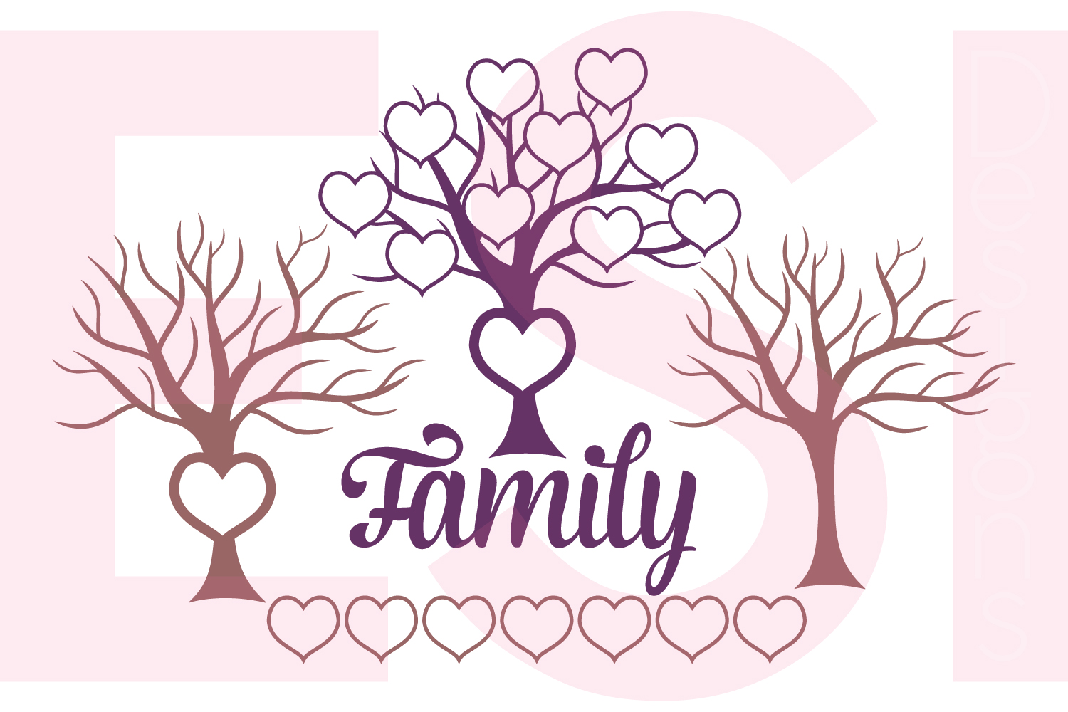 Family Tree Design with Extra Hearts (2914) | SVGs ...