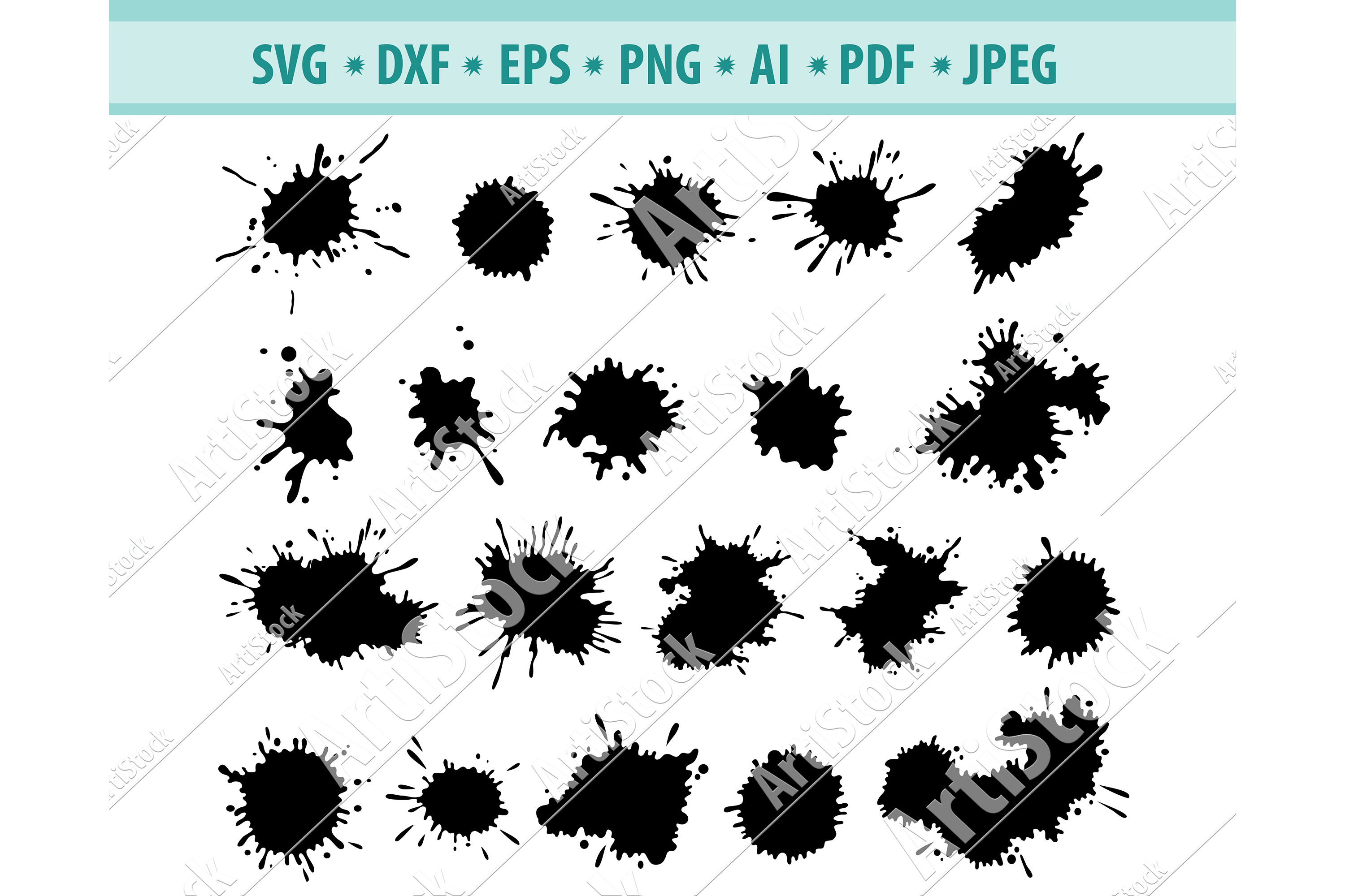 Download Splatter svg file, Spots svg, Ink spots Svg, Dxf, Png, Eps (413427) | SVGs | Design Bundles