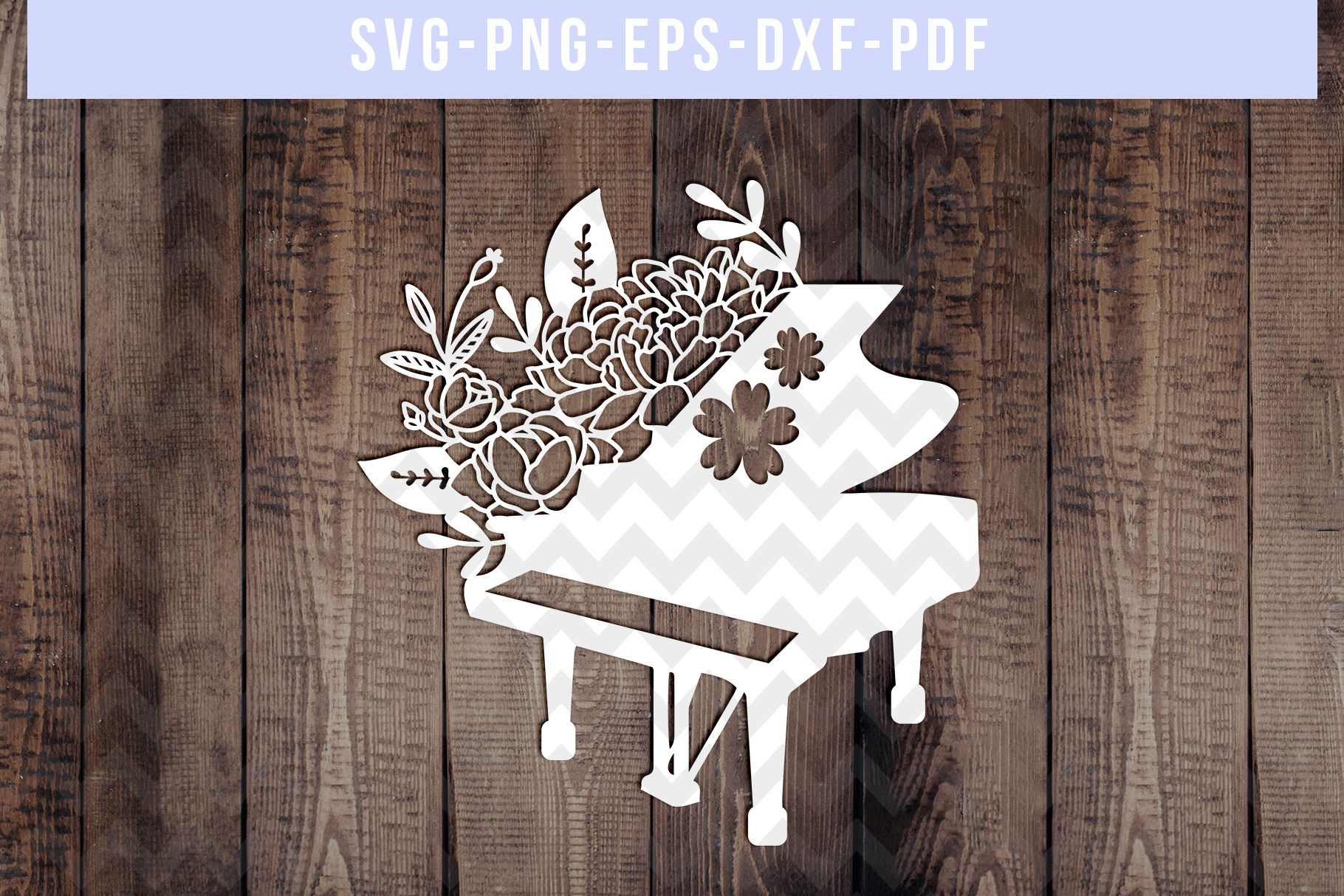 Download Floral Piano 1 Paper Cut Template, Music Clip Art, SVG, PDF