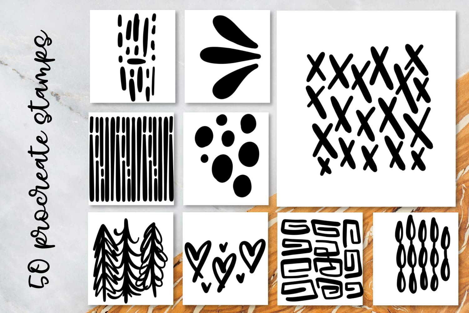 Procreate Stamp Brush Kit 50 Procreate Stamp Brushes!