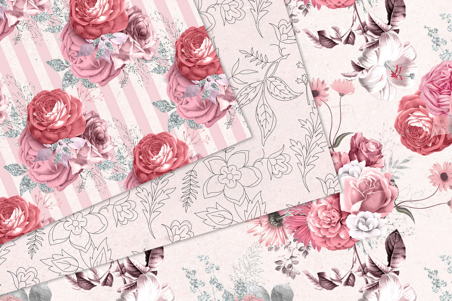 Download Pink Floral Digital Paper (475119) | Textures | Design Bundles