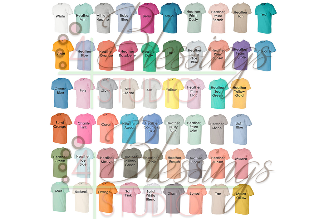 Download Bella Canvas 3001 Color Chart Mockup Every Color jpeg Images (132747) | Mock Ups | Design Bundles