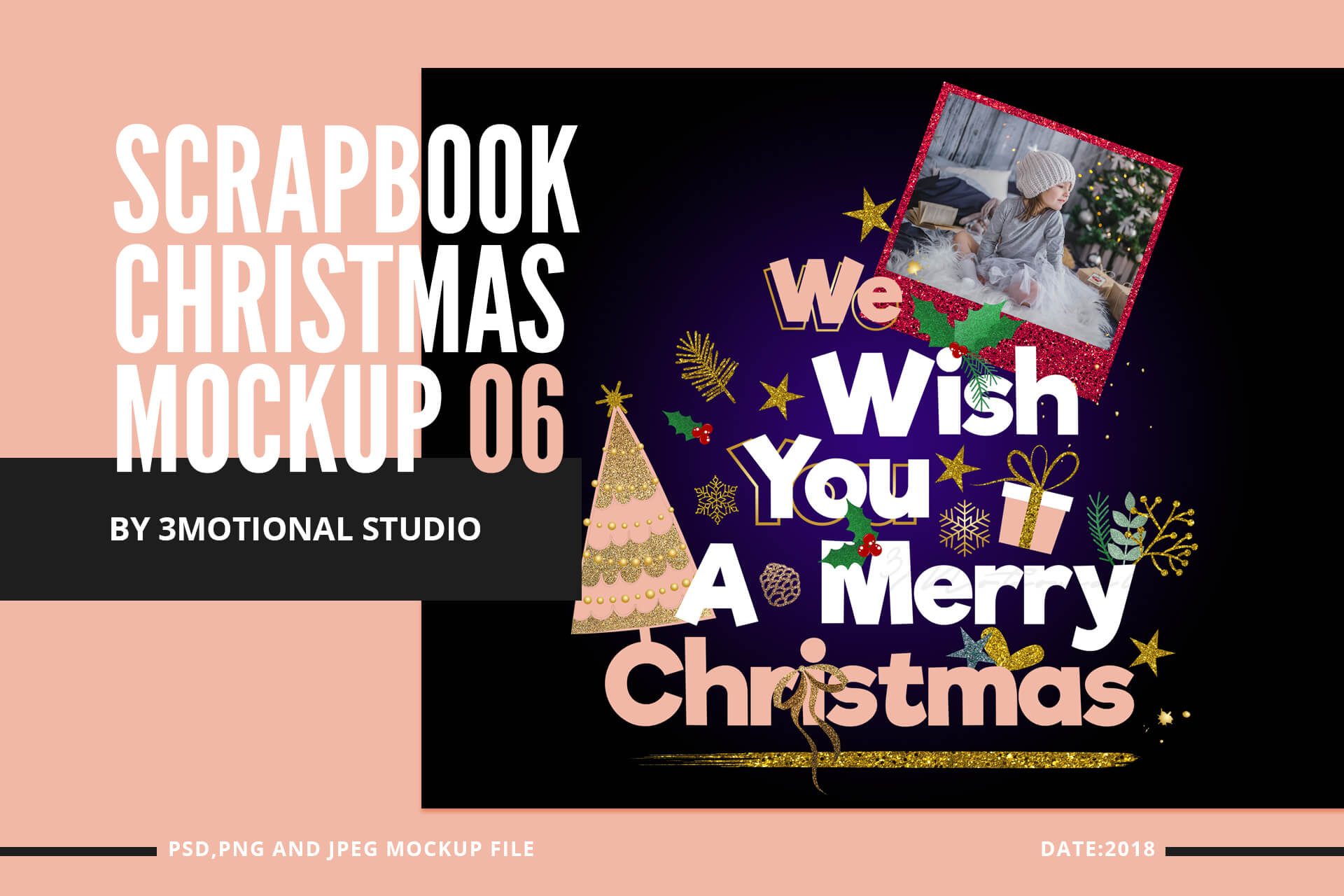 Download Glitter Scrapbook Christmas Clipart Mockup 06