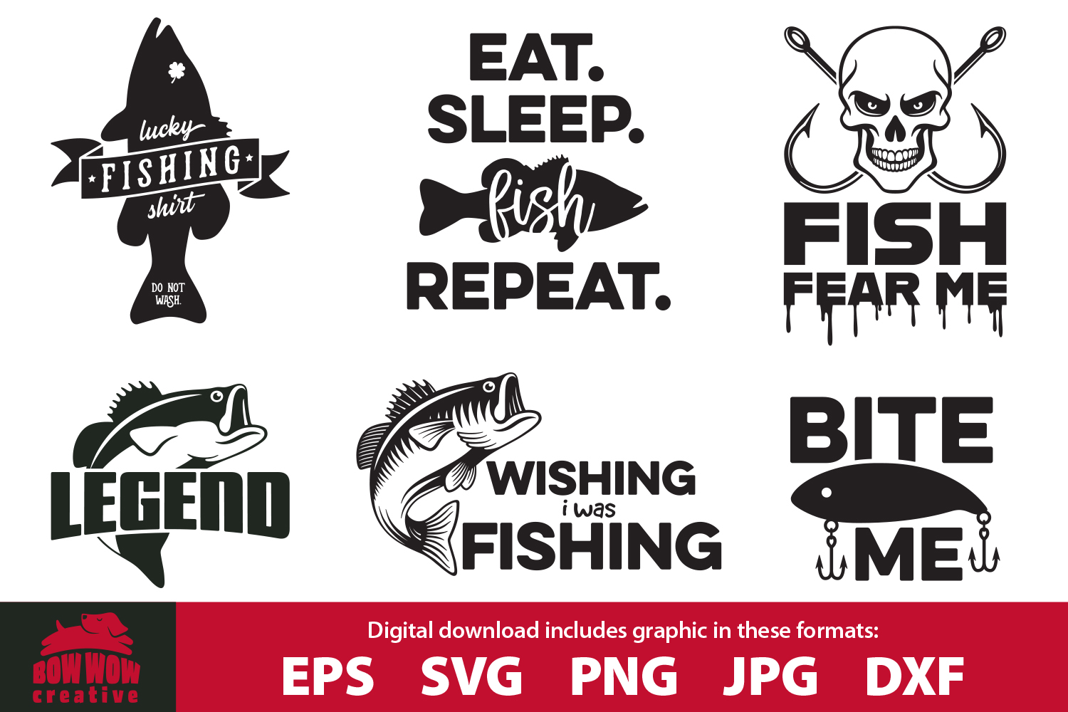 Fishing Quotes Bundle SVG, EPS, JPG, PNG, DXF