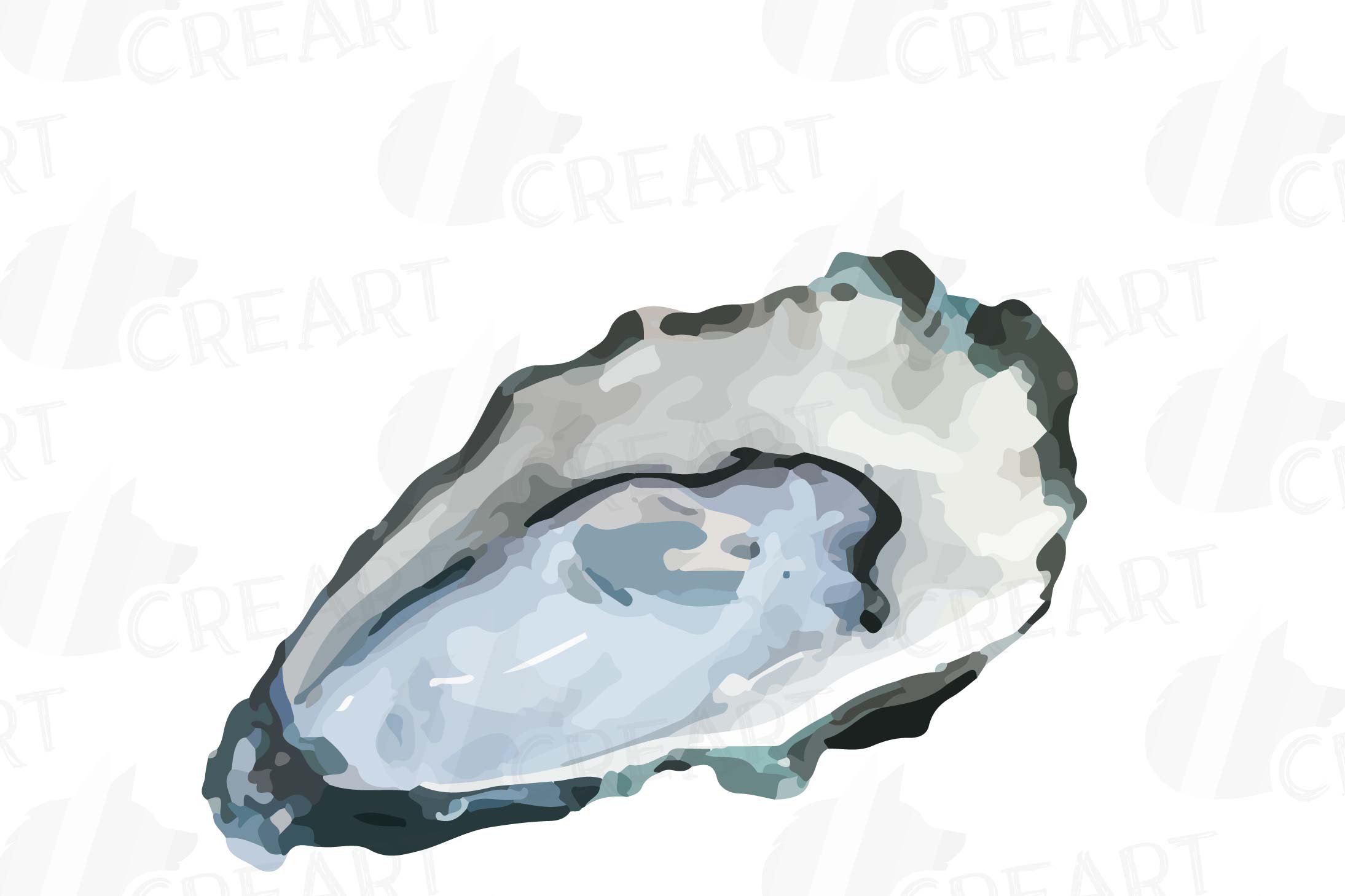 Oyster watercolor clip art pack, seafood illustration collec