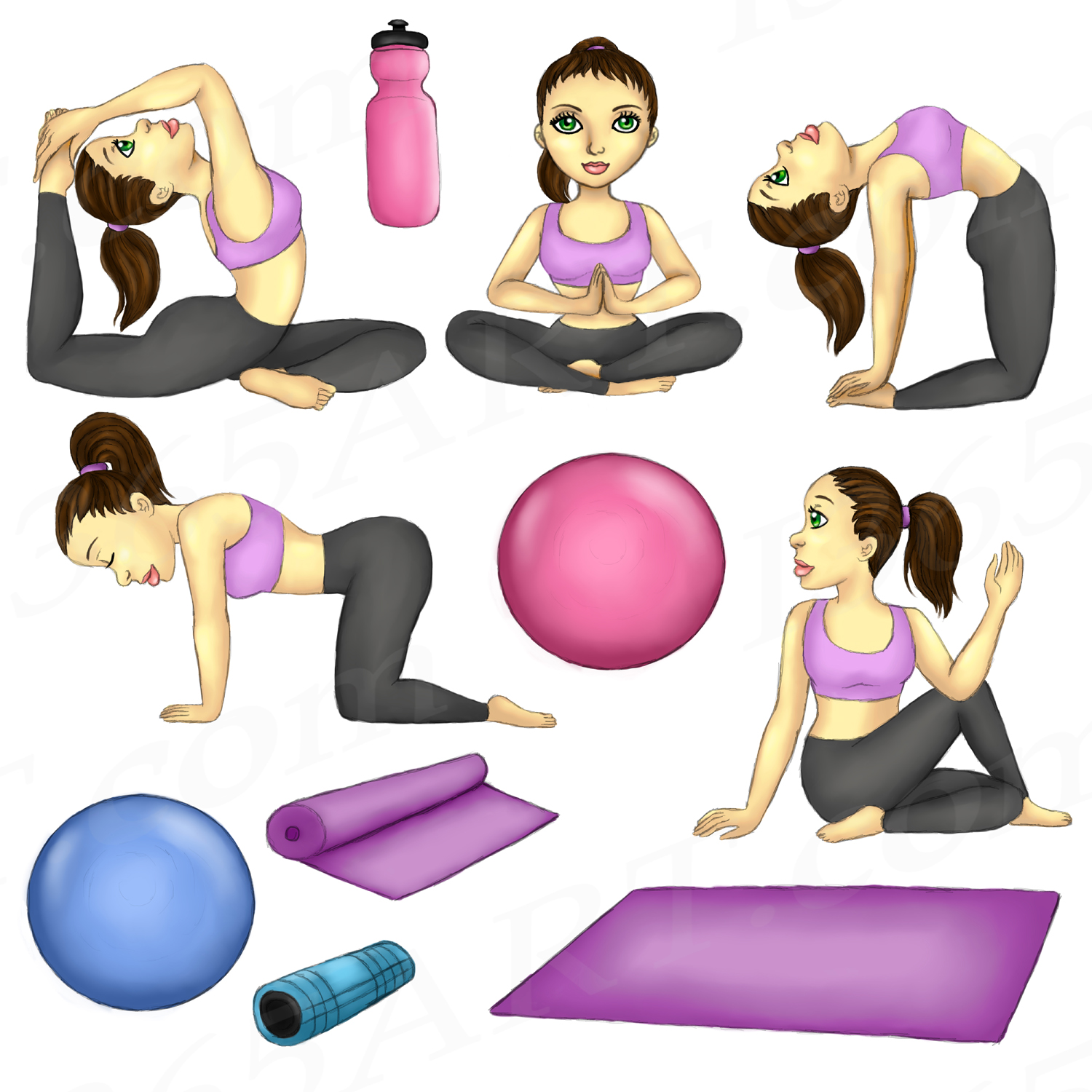 Download Yoga Girl Clipart, Brunette Fashion Doll Illustration, PNG ...