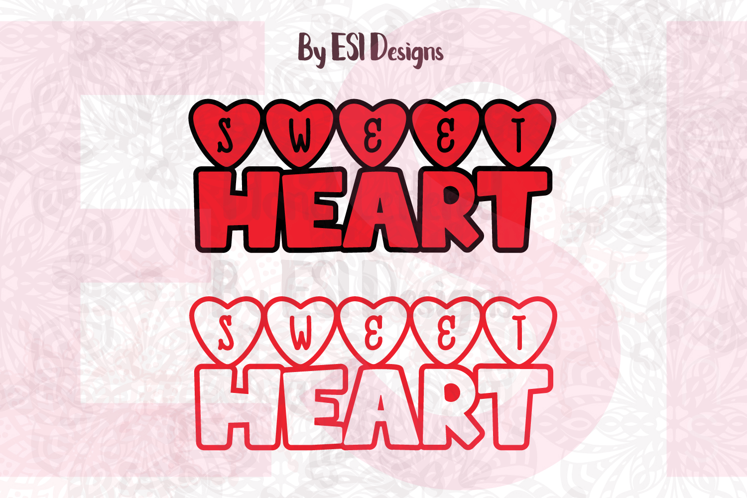 Download Sweetheart Valentines Word Art Design - SVG, DXF, EPS & PNG