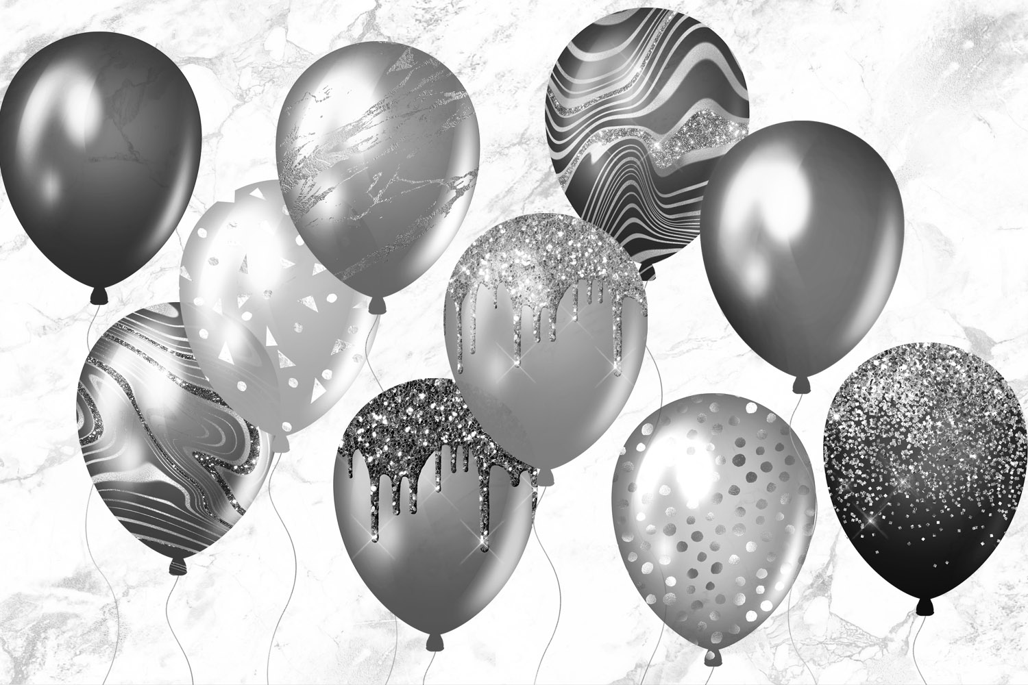 Silver Balloons Clipart