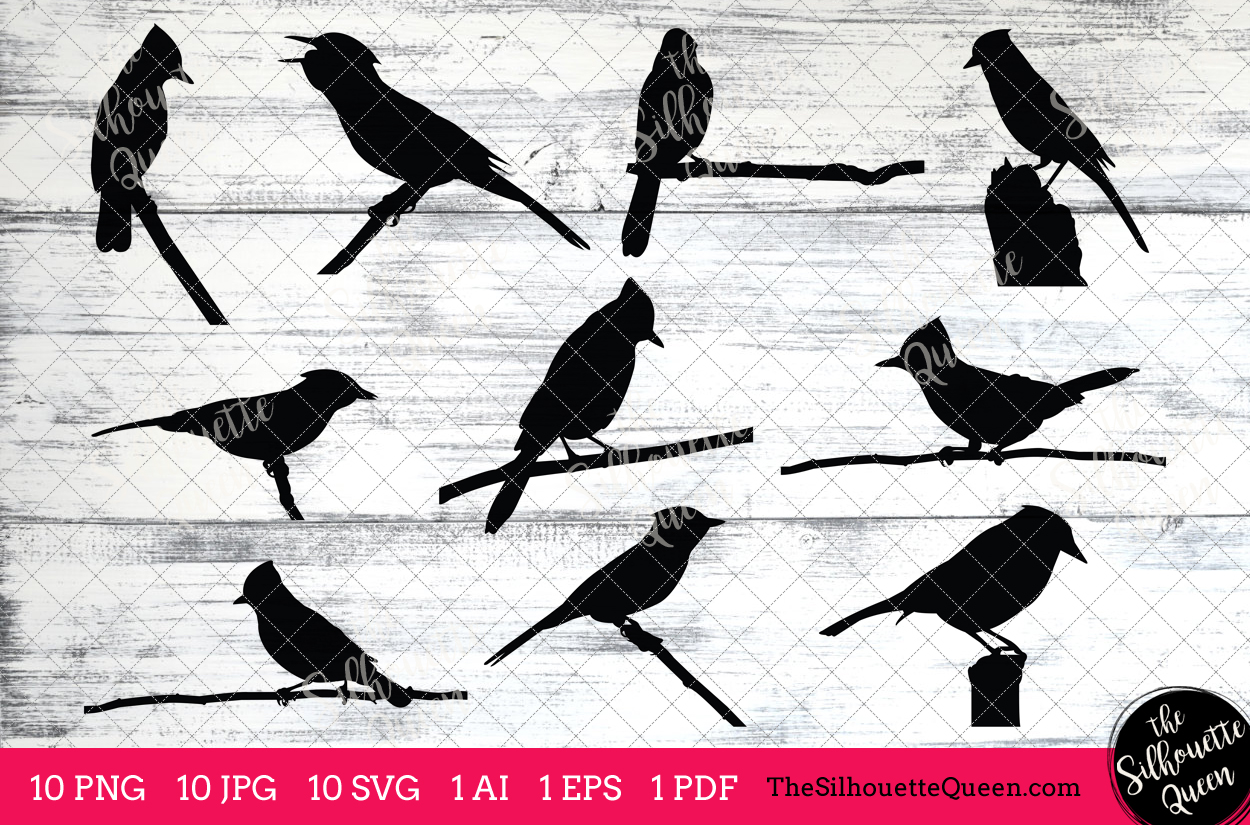 Blue Jay Silhouettes Clipart Clip Art(AI, EPS, SVGs, JPGs, PNGs, PDF