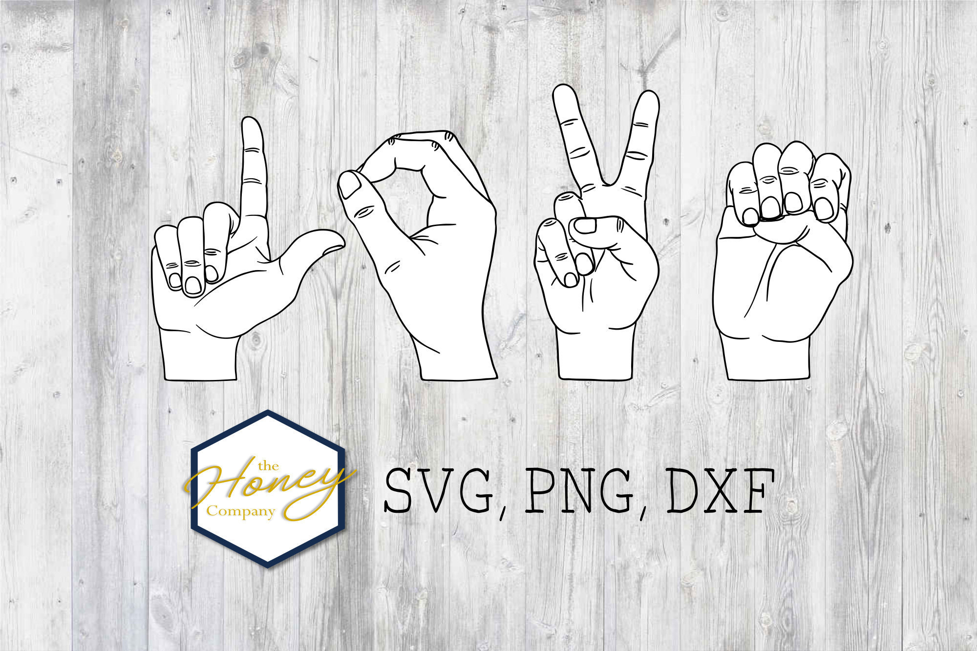 Sign Language SVG PNG DXF Love ASL Cutting File Hands