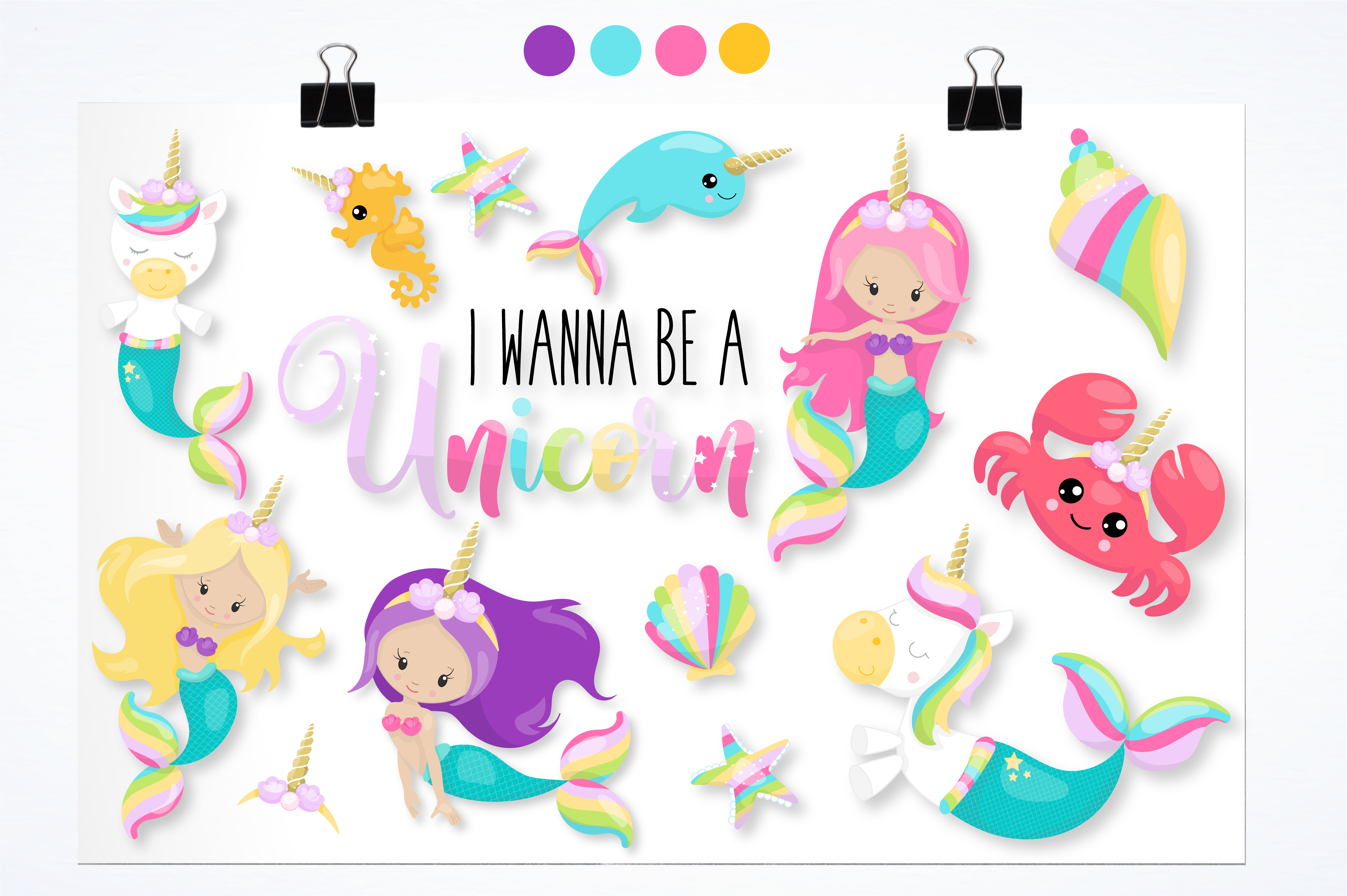 mermaid unicorn graphics and illustrations 101151