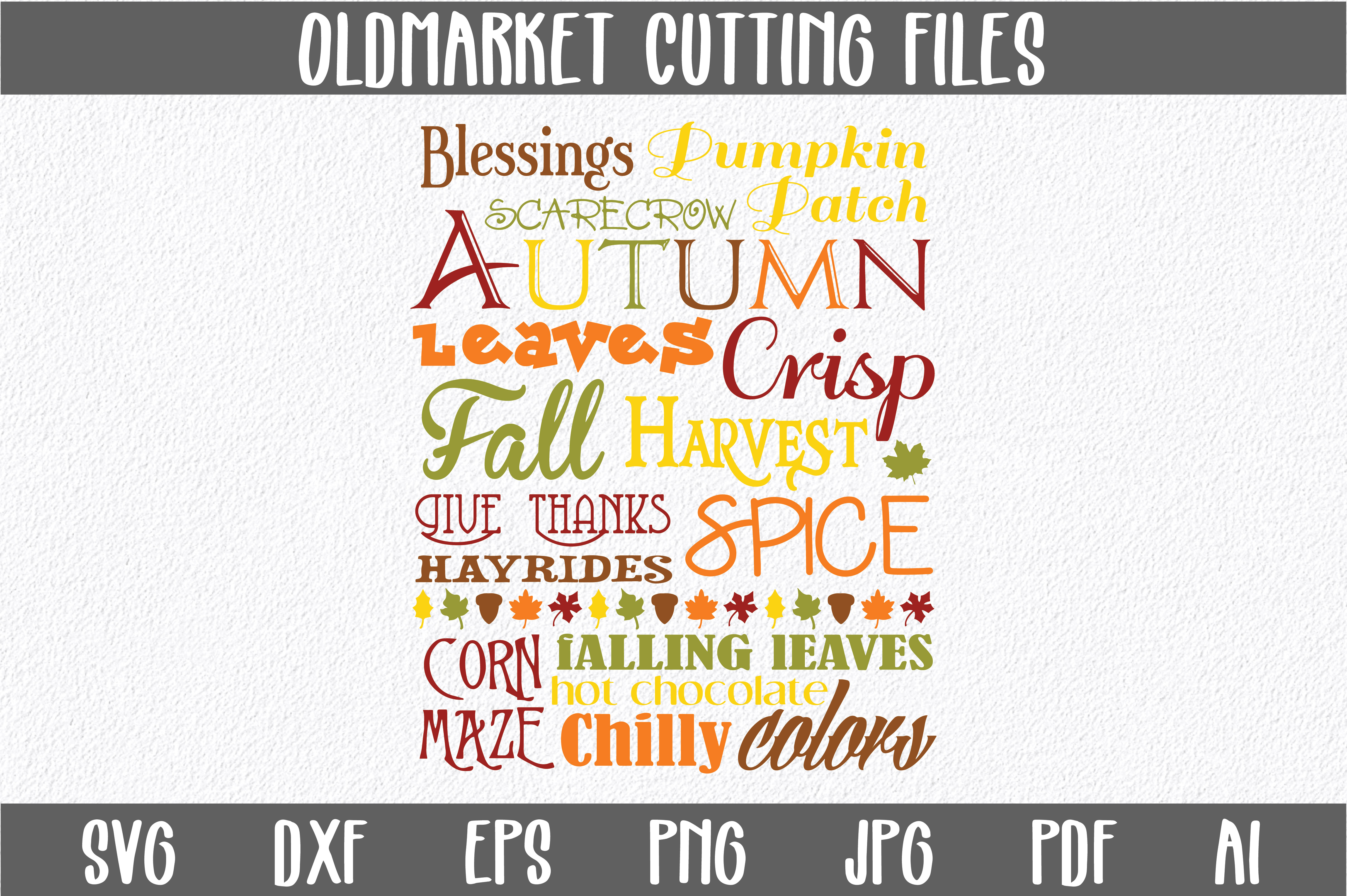 Autumn Subway Art SVG Cut File - Thanksgiving Autumn EPS DXF