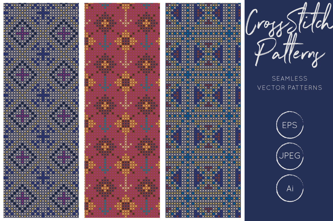 Dark Cross Stitch Seamless Pattern