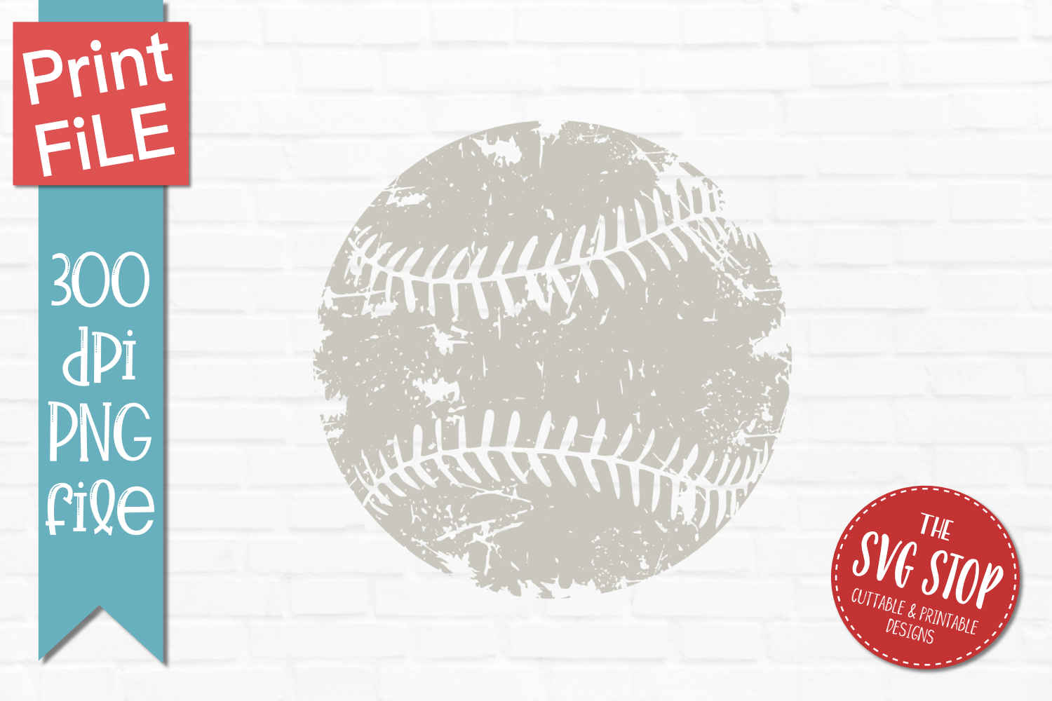 Distressed Baseball PNG Sublimation Design