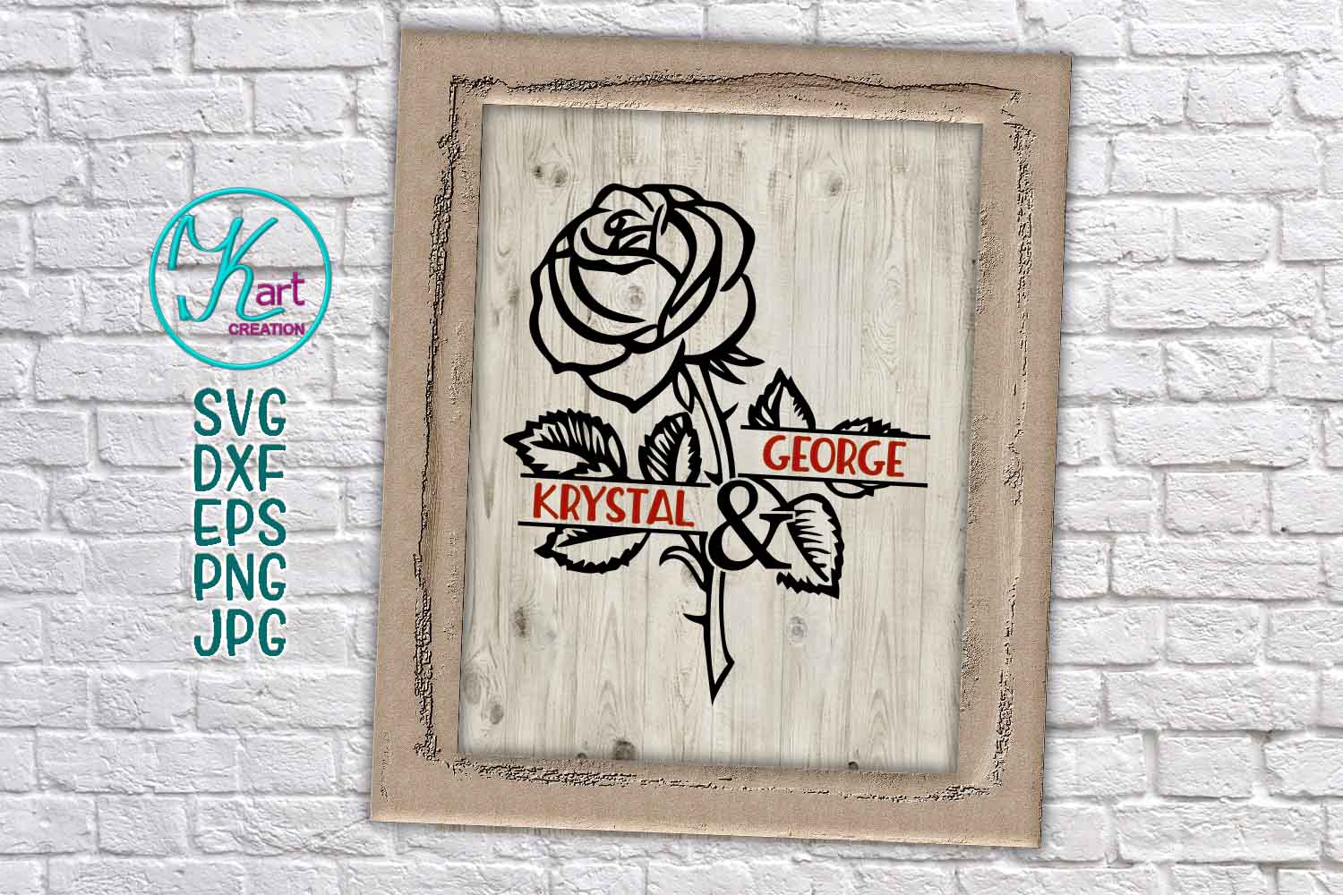 Download Valentines day Rose couple monogram frame for name svg dxf