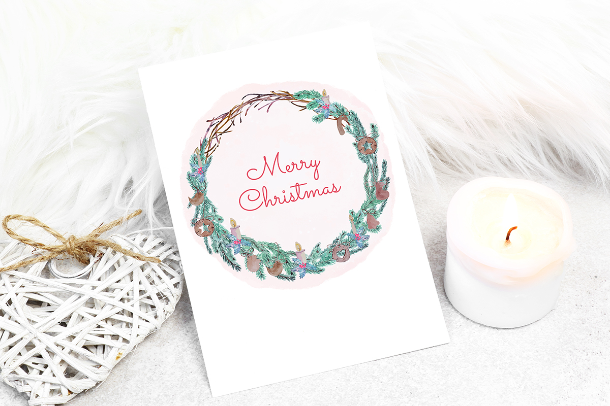 Greeting Cards Set With Christmas Tree, Catheters And Toys