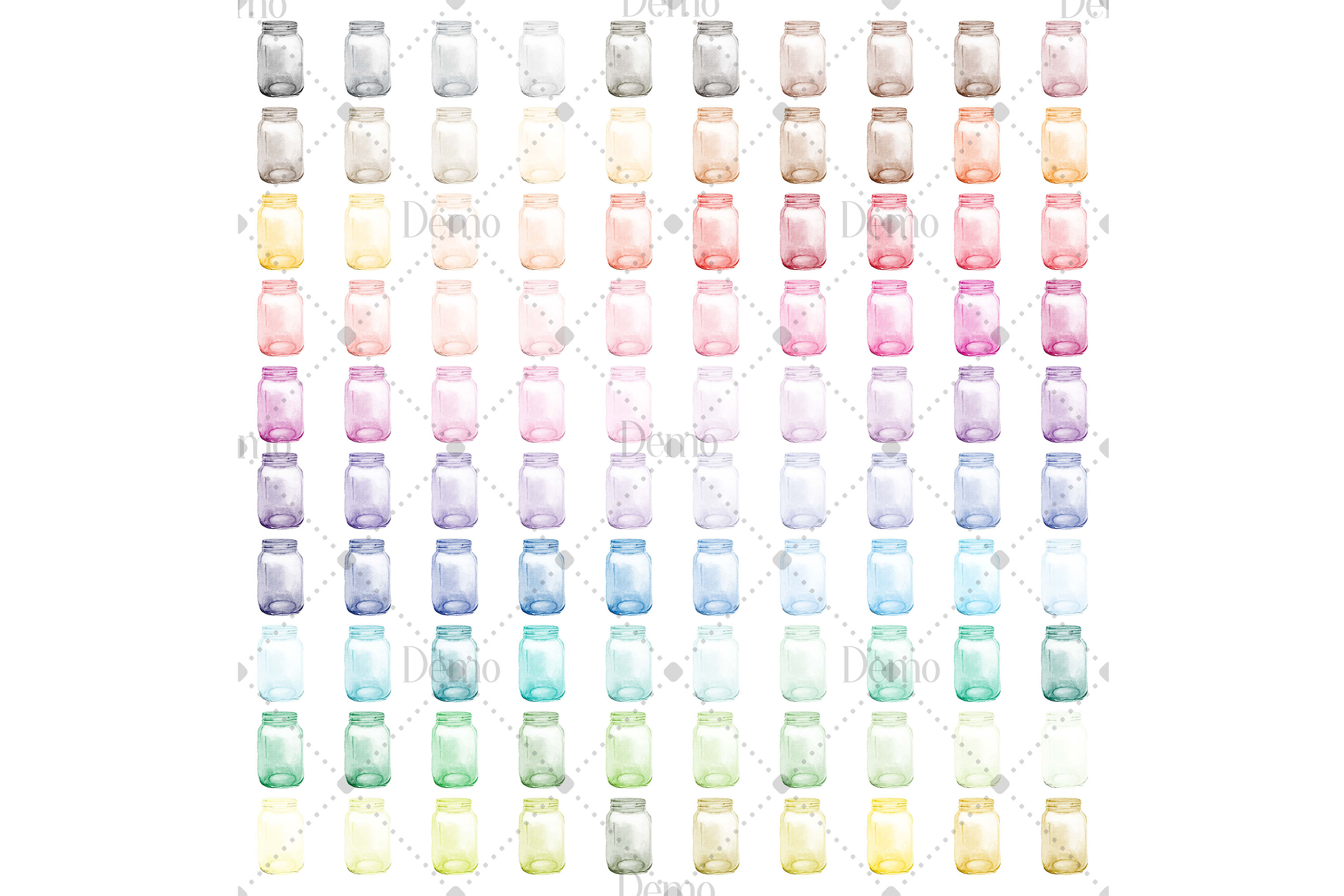 100 Watercolor Mason Jar Clip Arts