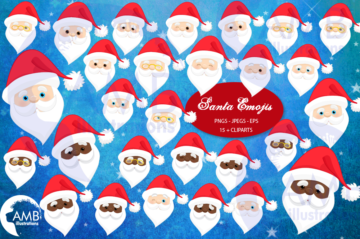 Santa claus emoji, Santa claus emoticons, AMB-2697