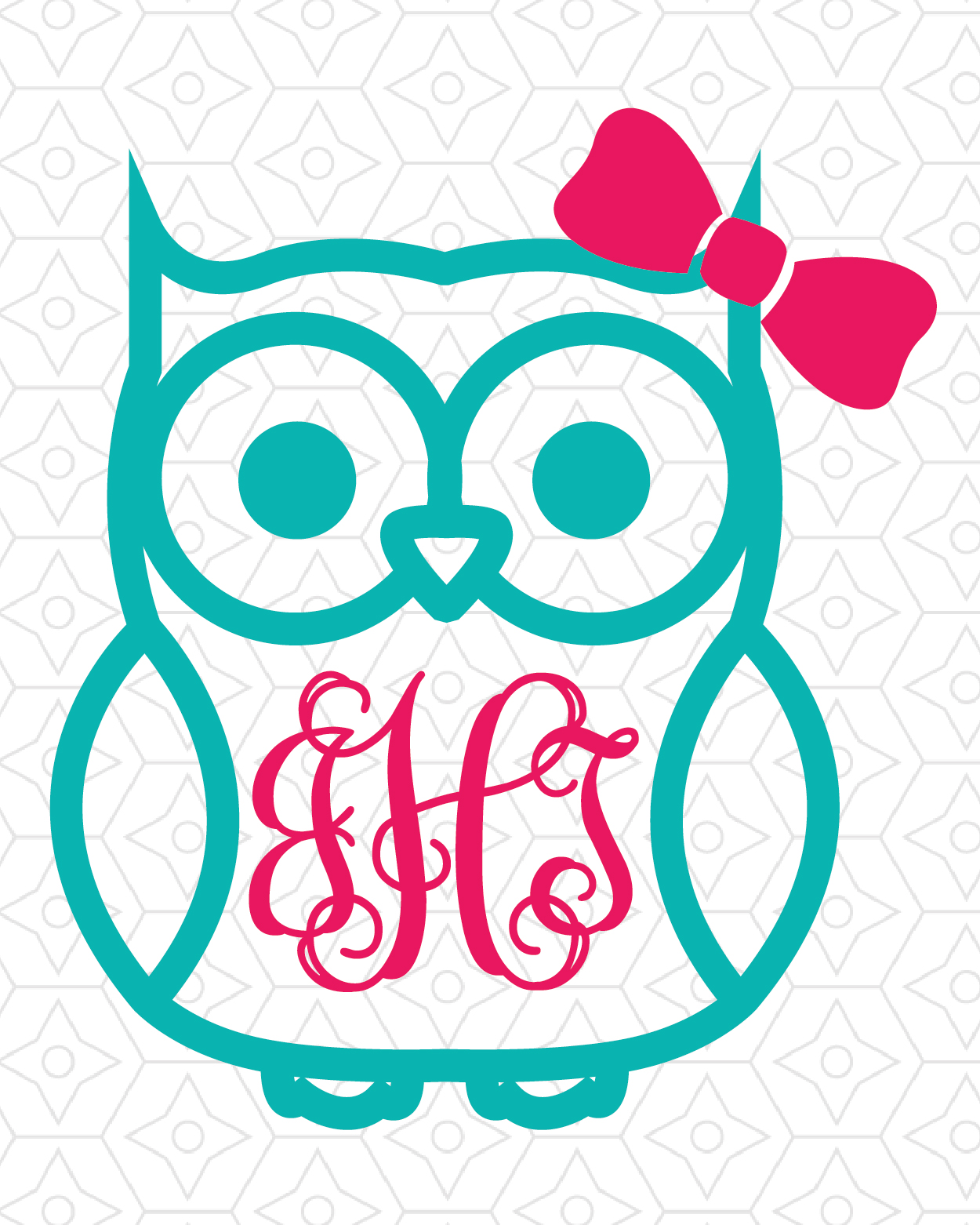 Owl with (or without) Bow Monogram Frame Decal Design, SVG ...