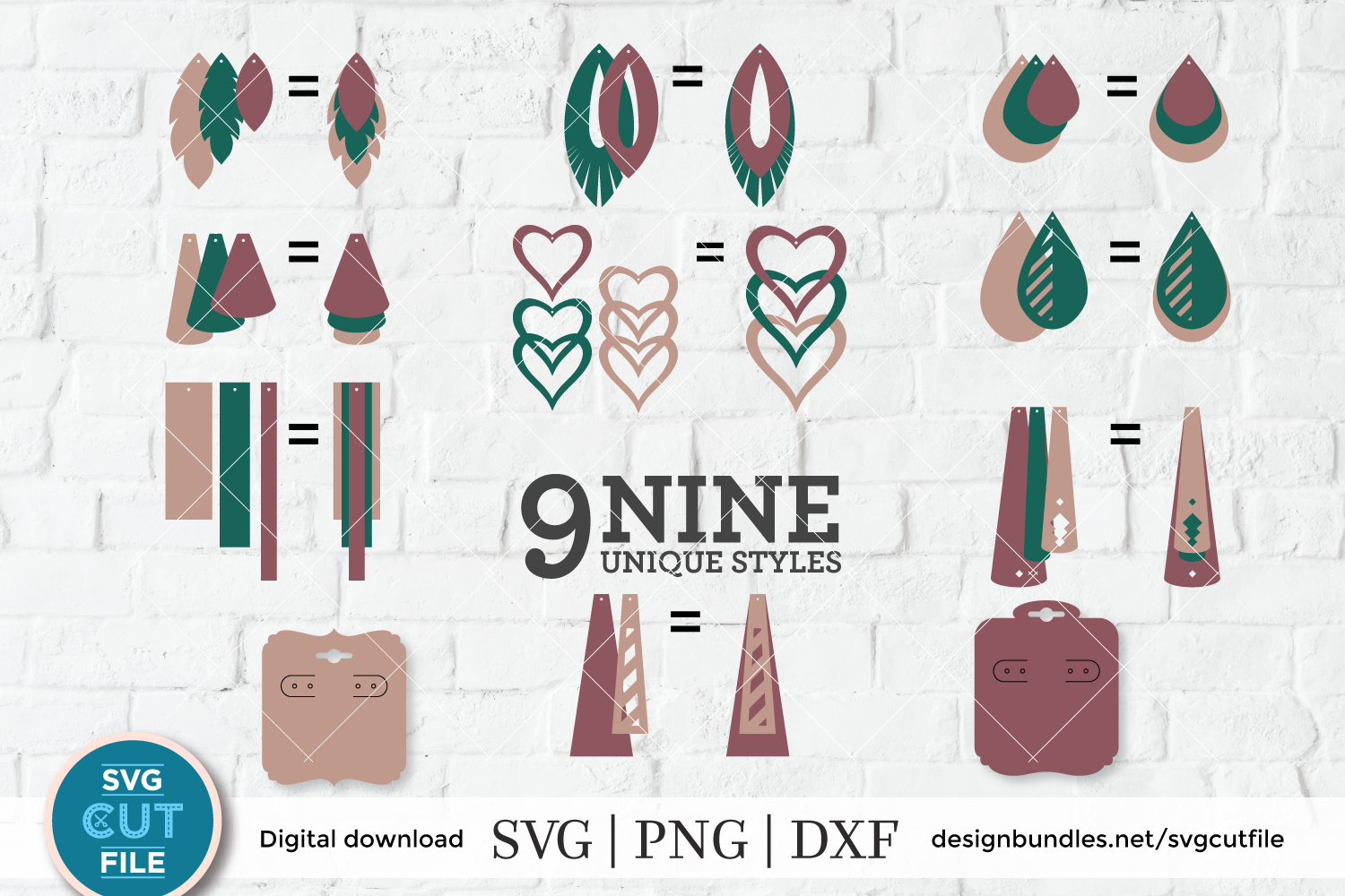 Layered earrings svg, leather earring svg, earring display