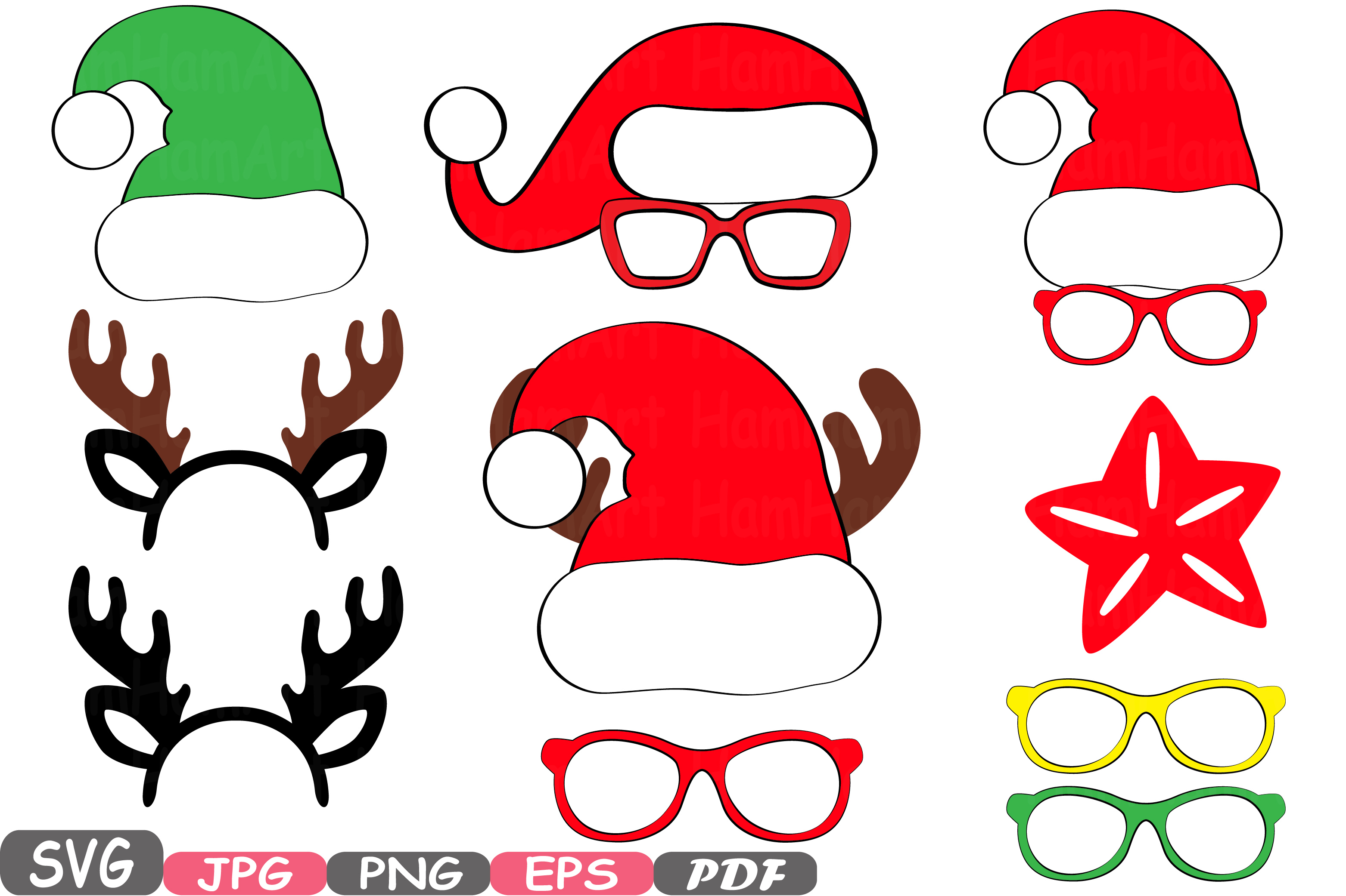 Christmas Props Party Photo Booth bundle svg 10p (66357)  SVGs