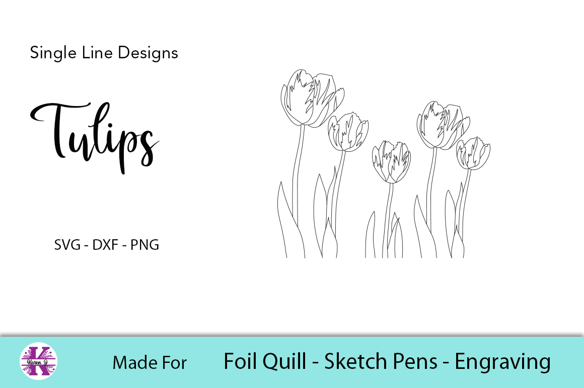 Download Tulips - Single line Designs - Foil Quill