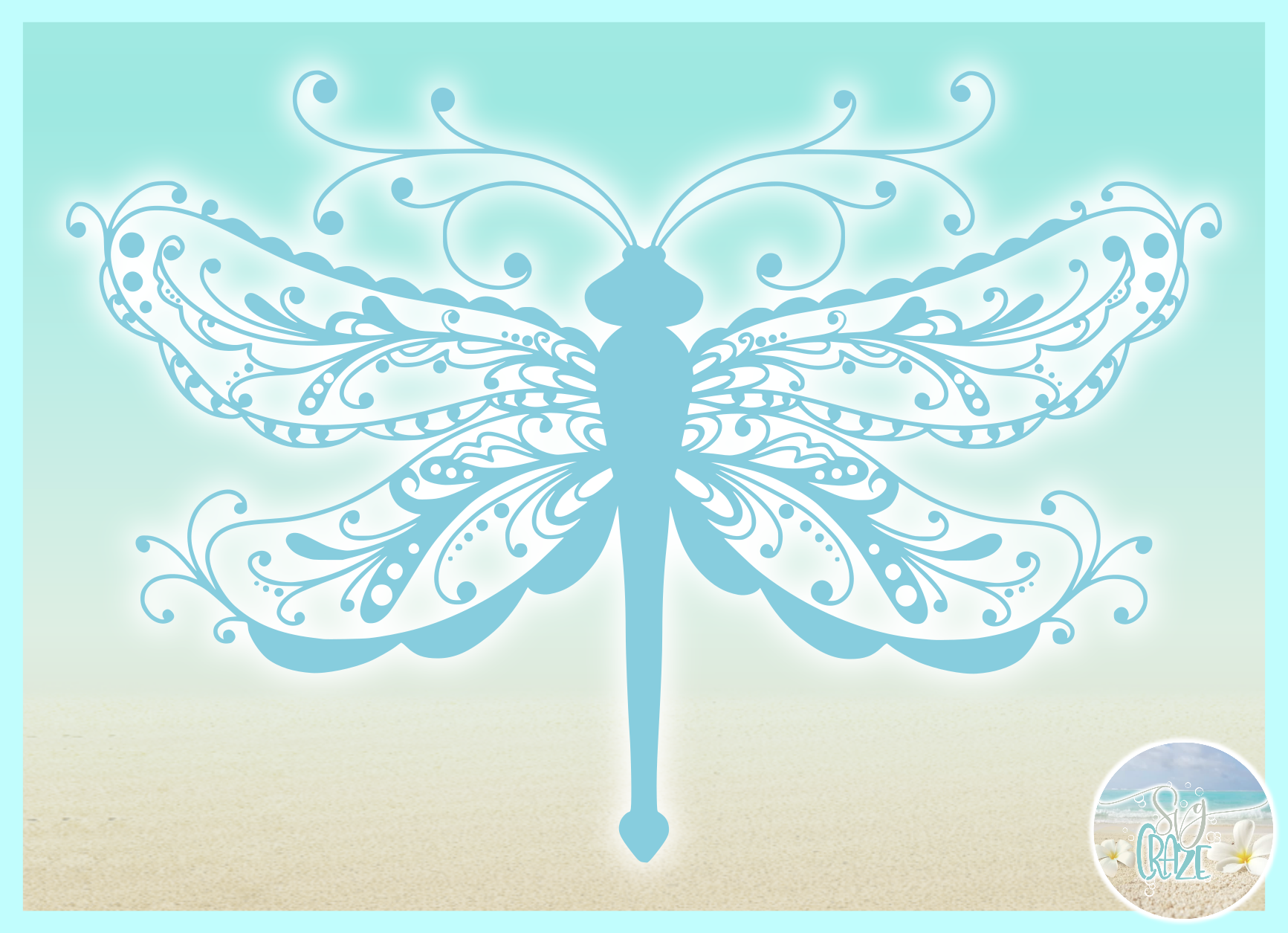 Beautiful Intricate Dragonfly Mandala Zentangle SVG