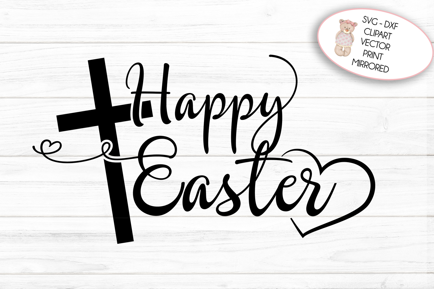 Download Happy Easter with Cross | svg cut file, clipart, print (235474) | SVGs | Design Bundles