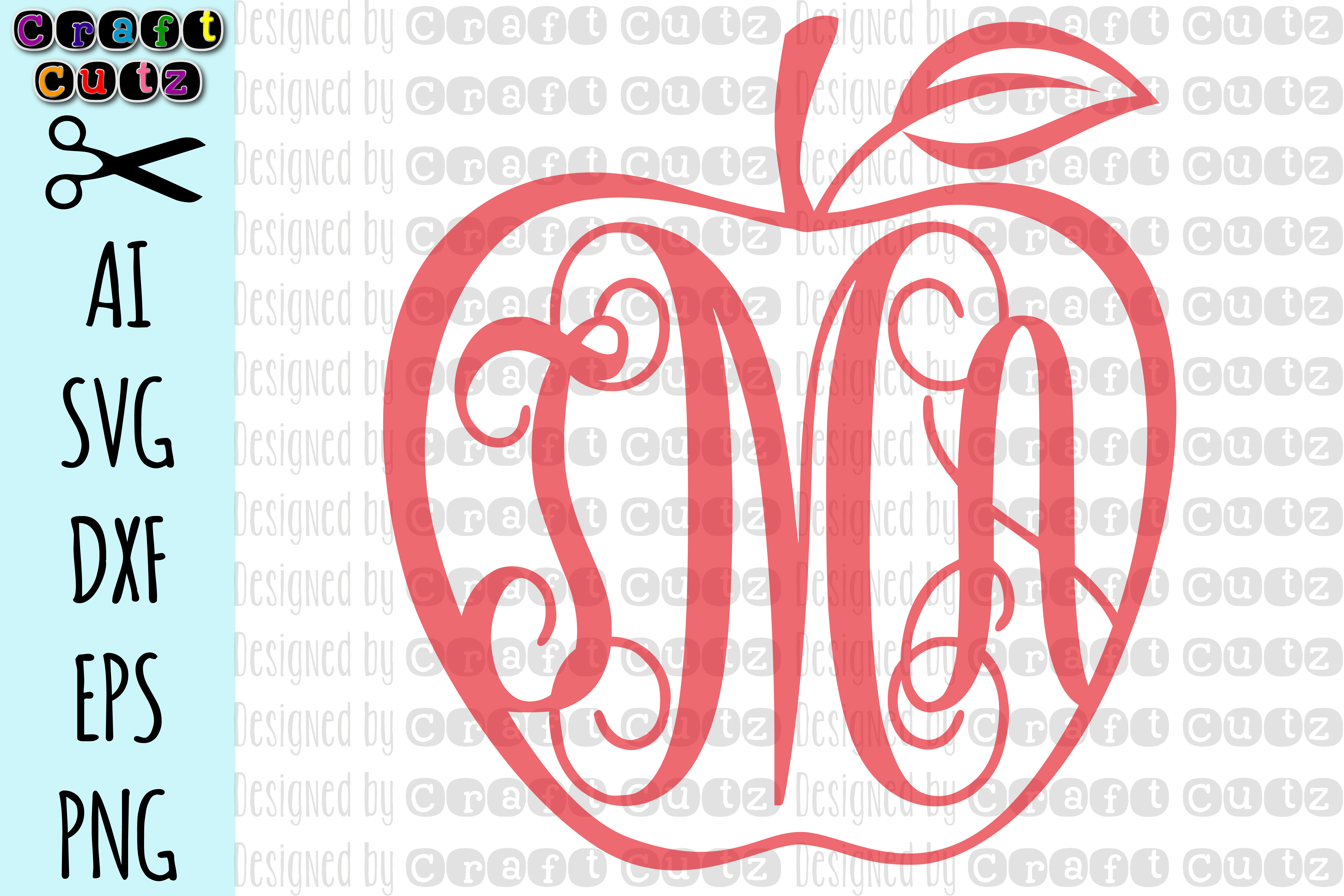 Apple svg, Apple Monogram Cut File, Digital Download, Teacher Monogram