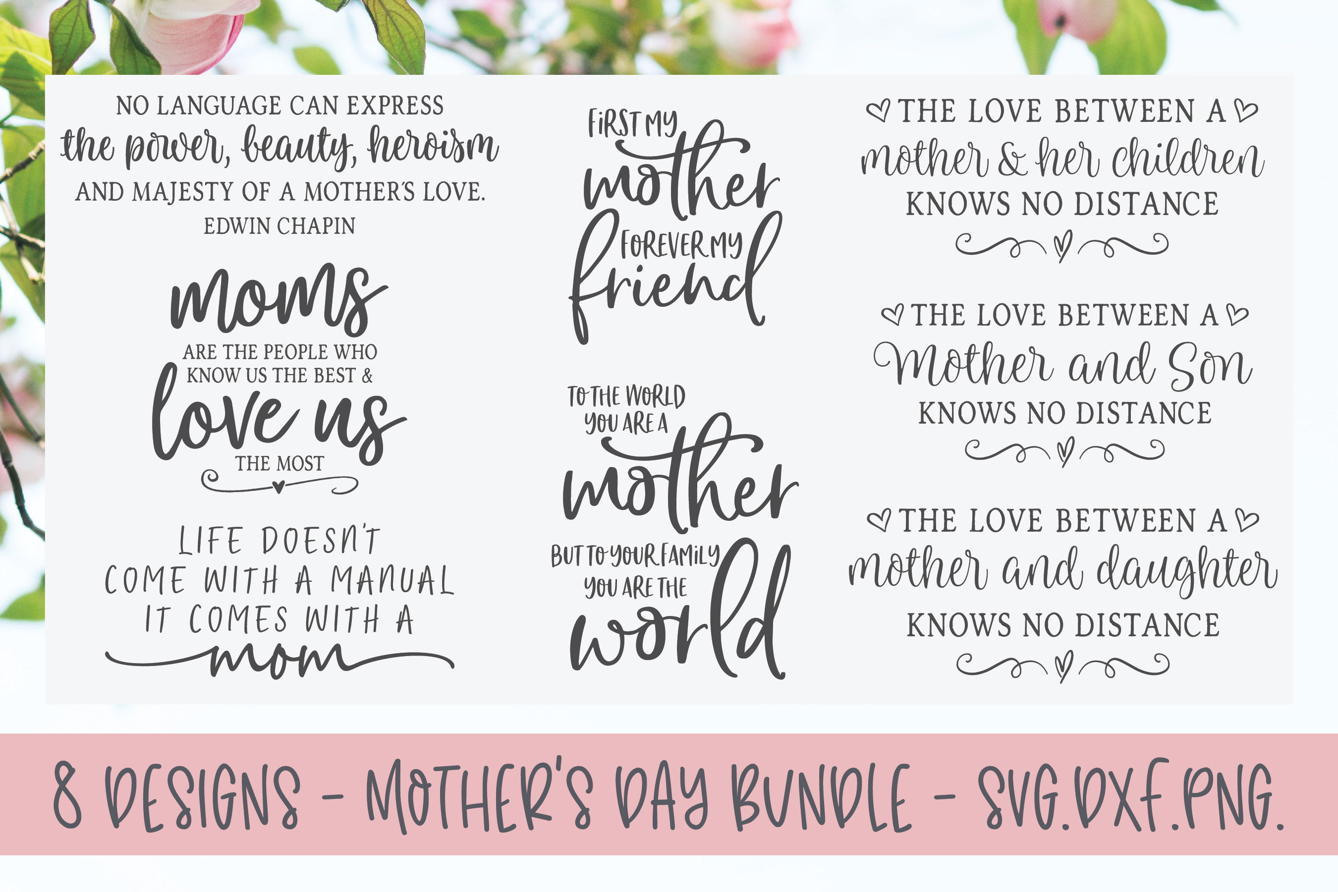 Download Mother's Day Bundle - 8 Designs - SVG, DXF & PNG
