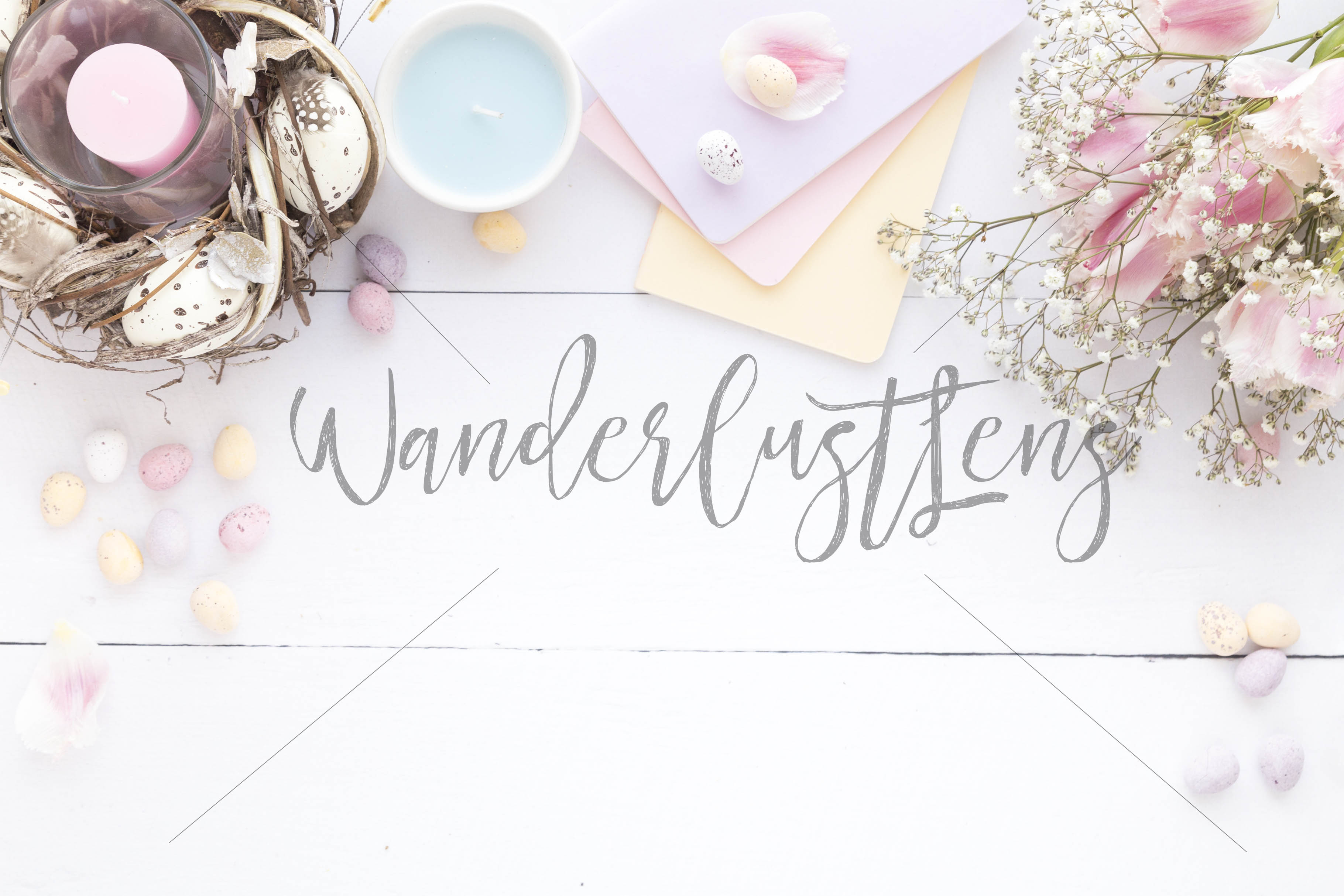 Easter Theme Desktop Flatlay Pastels