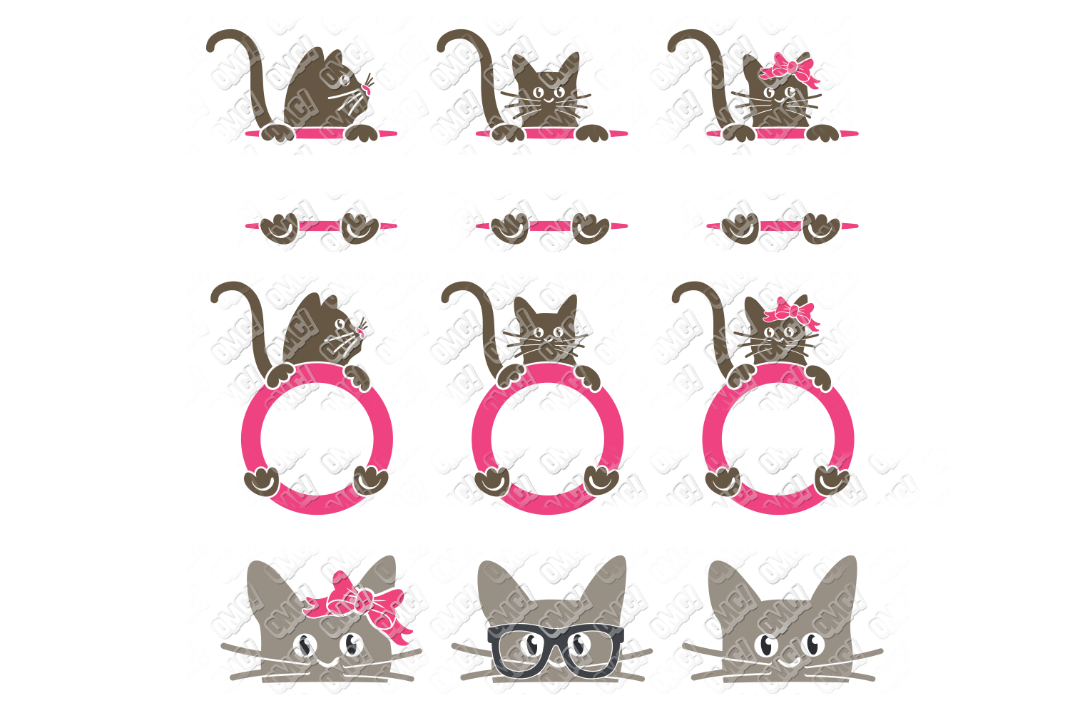 Cat SVG Monogram Bundle in SVG, DXF, PNG, EPS, JPG