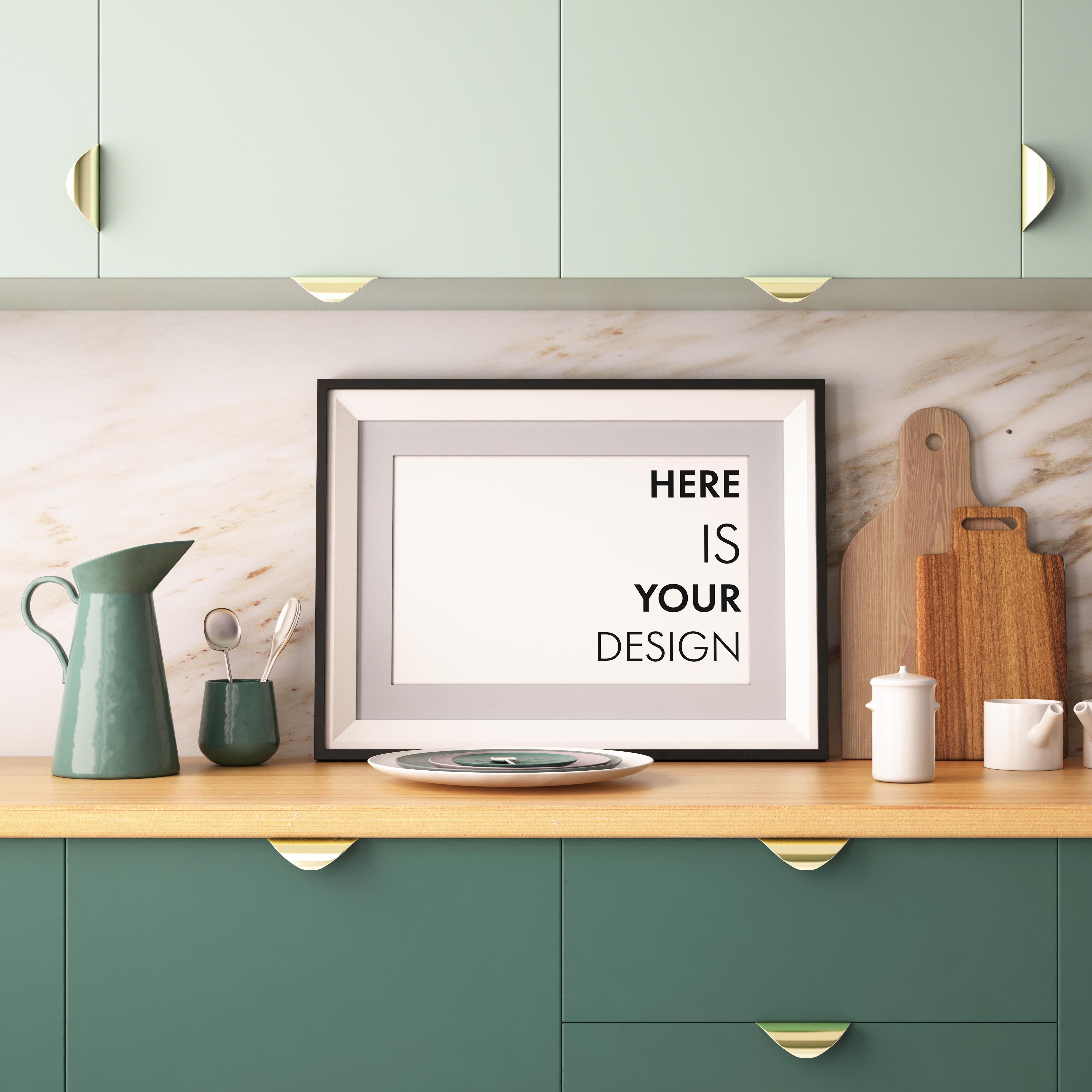 Download 10 Mockups posters in the kitchen