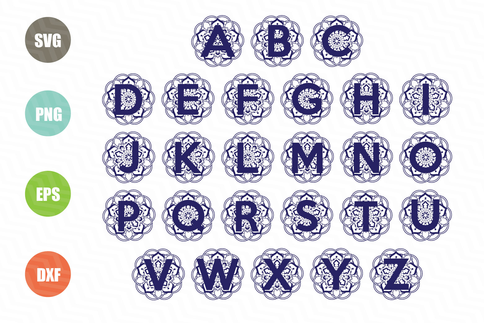 Mandala Full Alphabet SVG Bundle