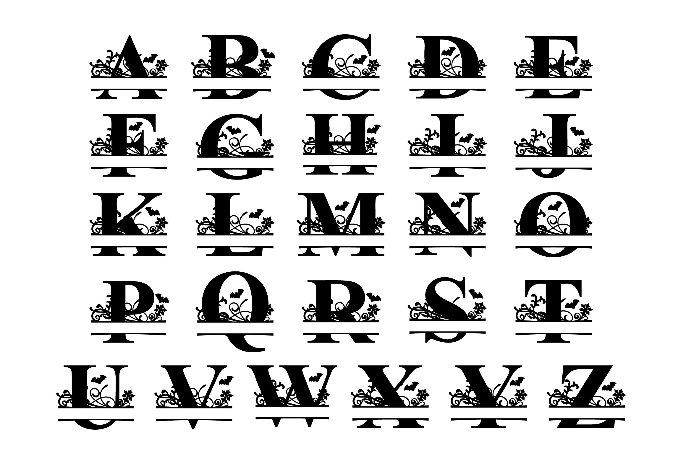 Download Halloween Split Letter A-Z SVG Cut Files