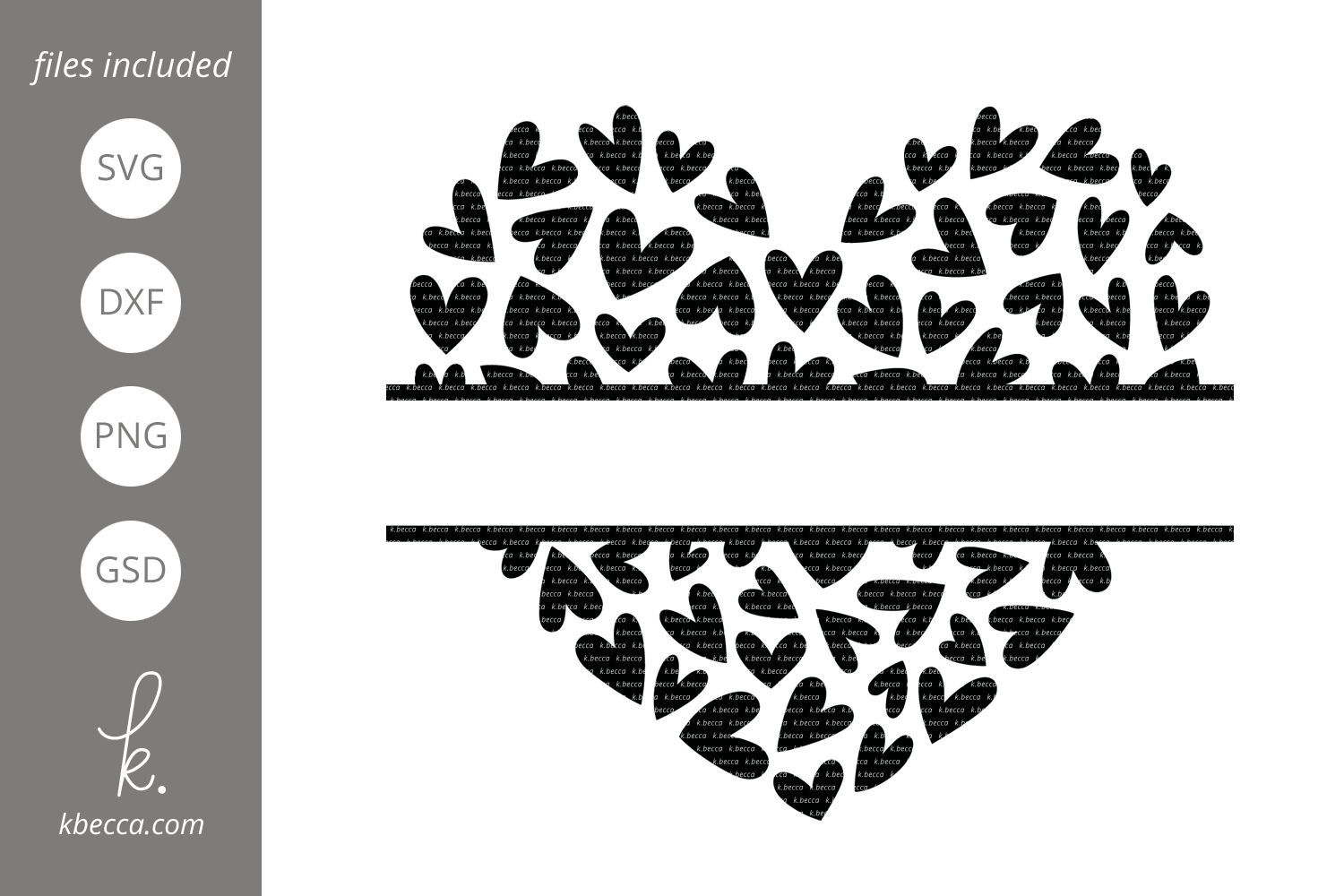 Download Heart of Hearts Split Monogram Frame SVG Cut Files