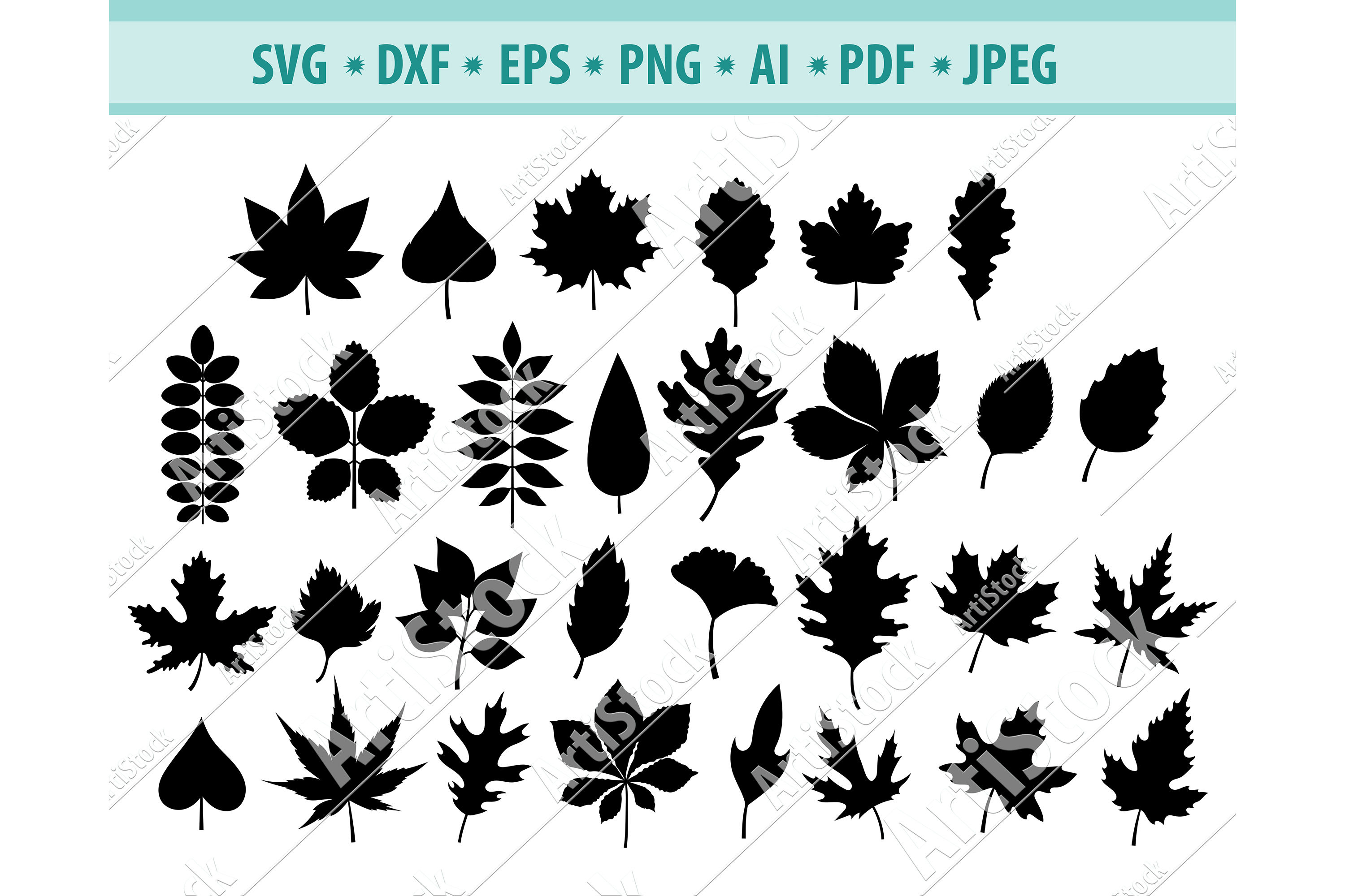 Leaves SVG, Trees leaf svg, Autumn Svg, Fall Dxf, Png, Eps (413423