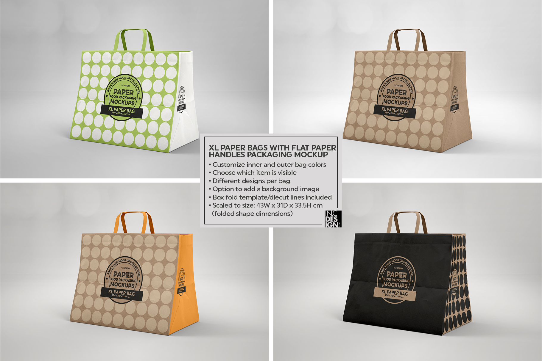 XL Paper Bag with Flat Handles Packaging Mockup (284096 ...