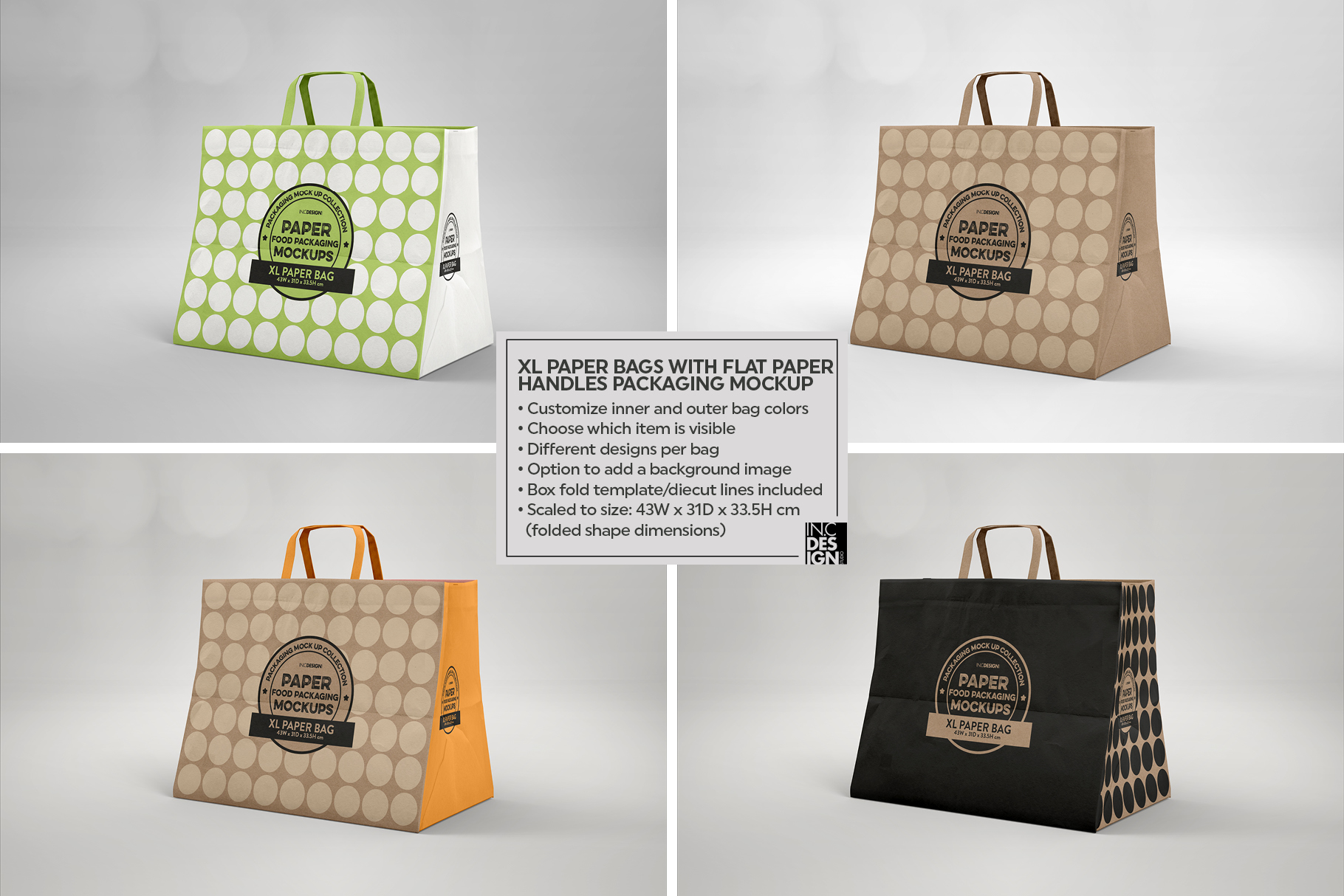 Download XL Paper Bag with Flat Handles Packaging Mockup (284096 ...