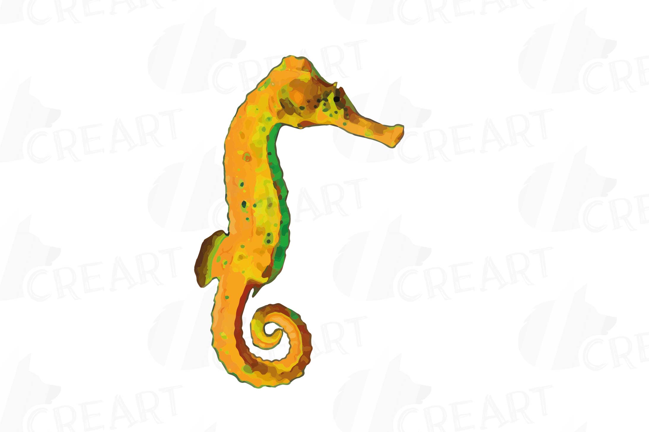 Seahorse watercolor clip art pack, colorful seahorses