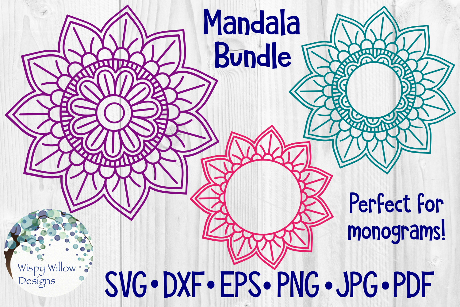 Download Mandala Bundle SVG Cut Files | Monogram Mandala SVG