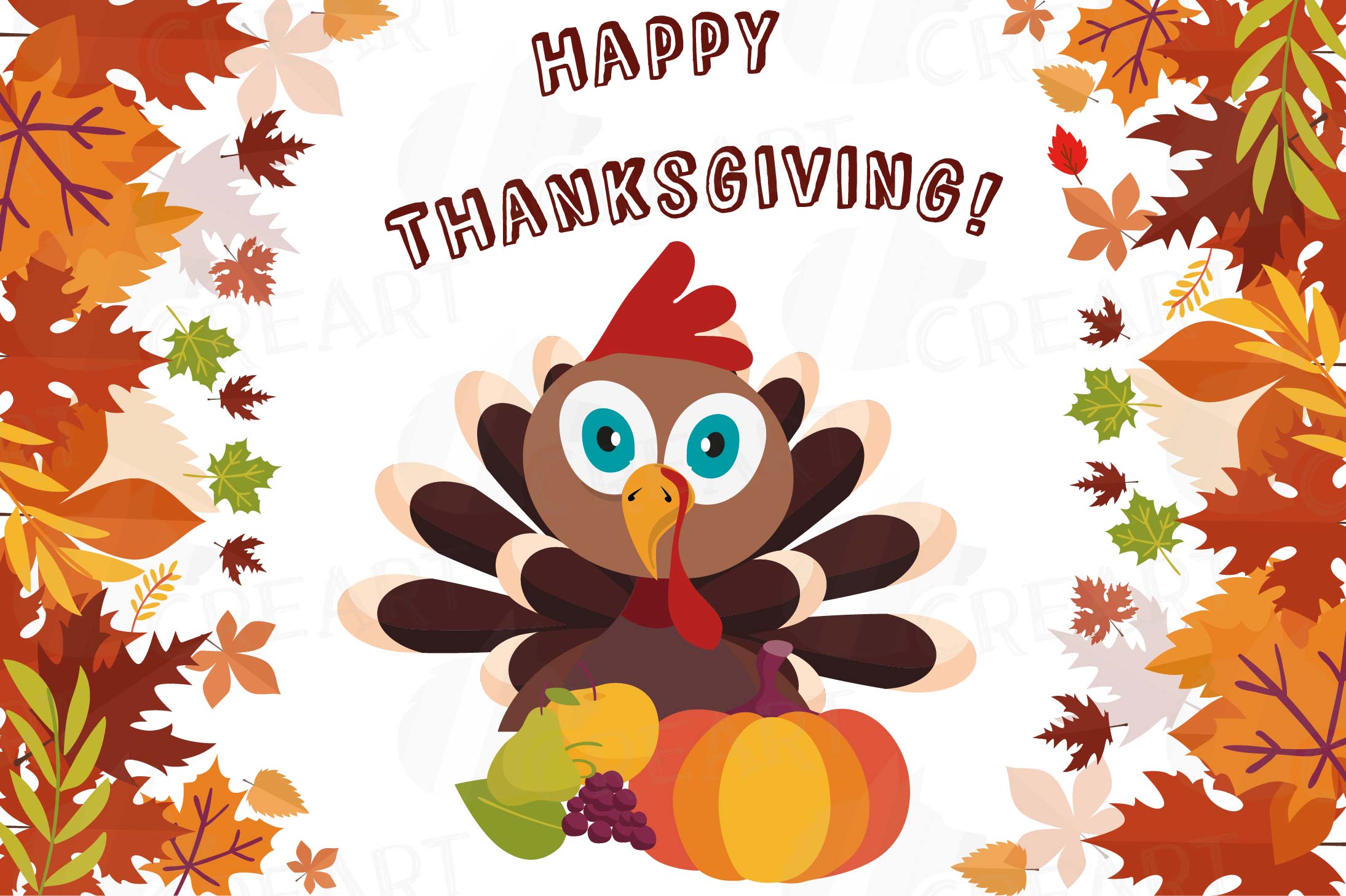 Colorful Thanksgiving Turkey clip art, Happy Thanksgiving